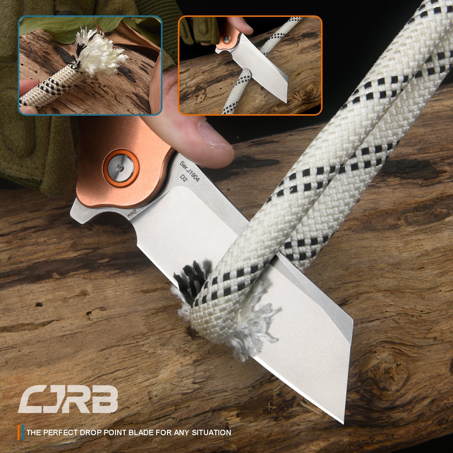CJRB Crag J1904 D2/AR-RPM9 Blade Copper Handle Folding Knives