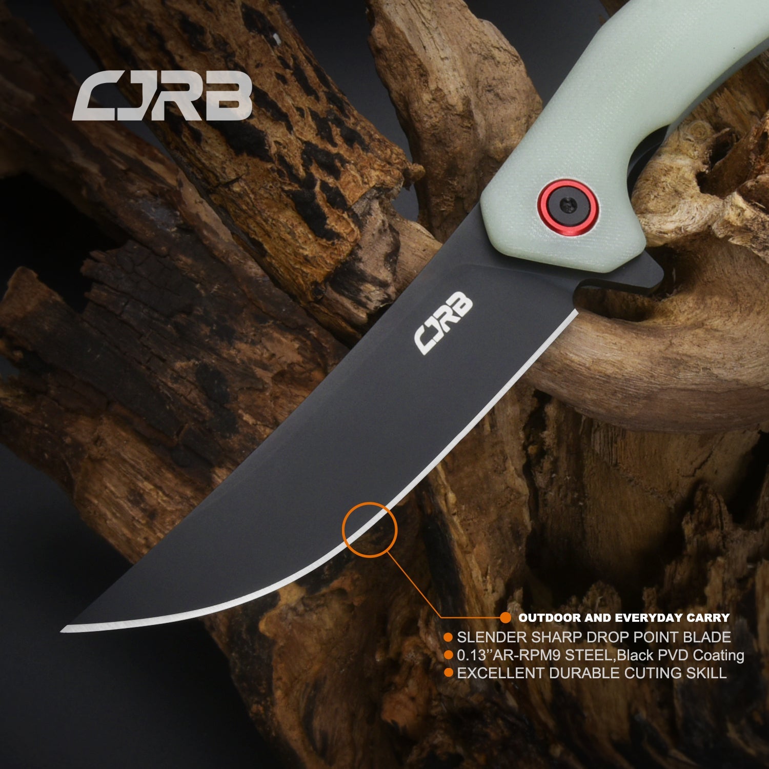 CJRB Gobi J1906 AR-RPM9 Steel Black Pvd Blade G10 Handle Folding Knives