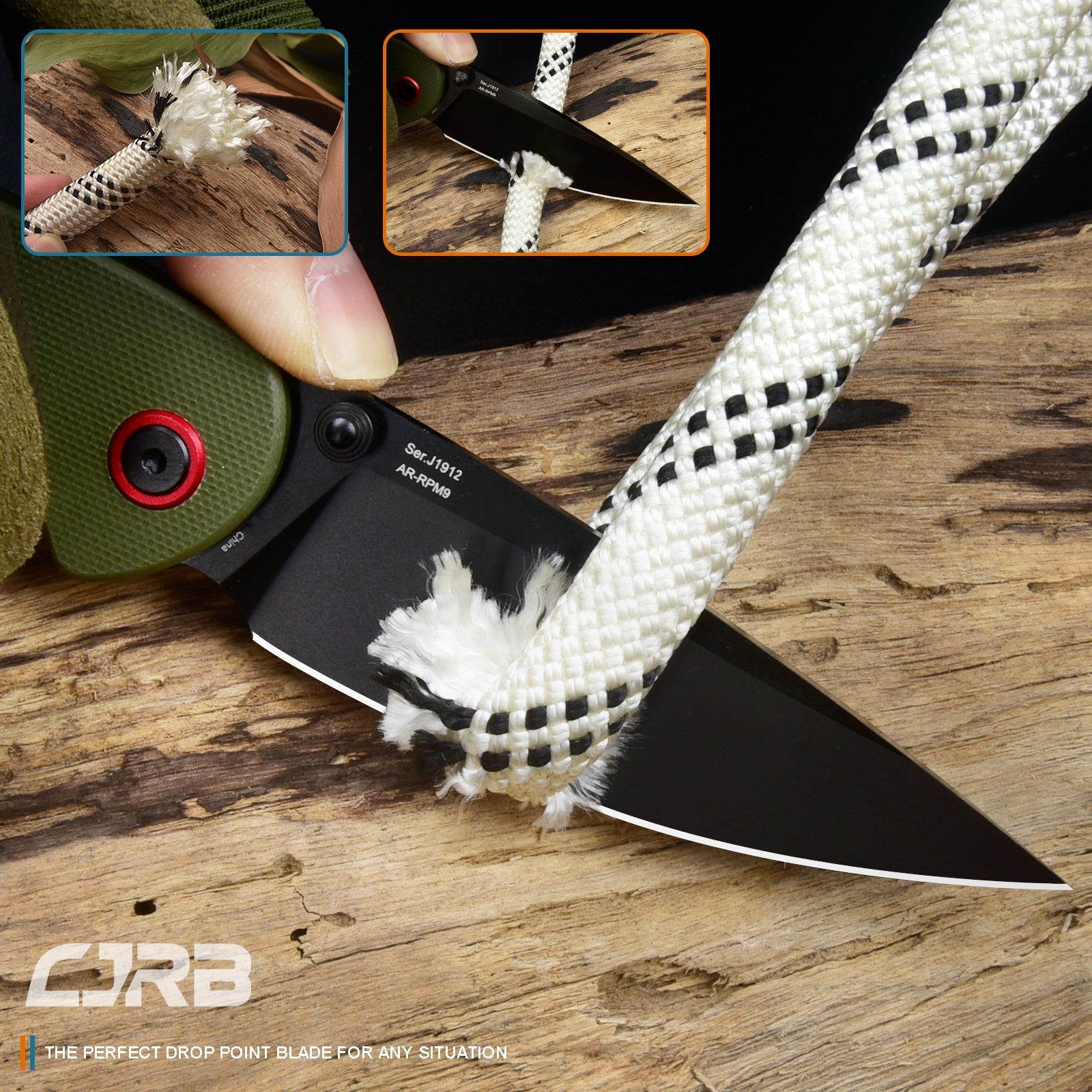 CJRB Feldspar J1912 AR-RPM9 Steel Black Pvd Coated Blade G10 Handle Folding Knives