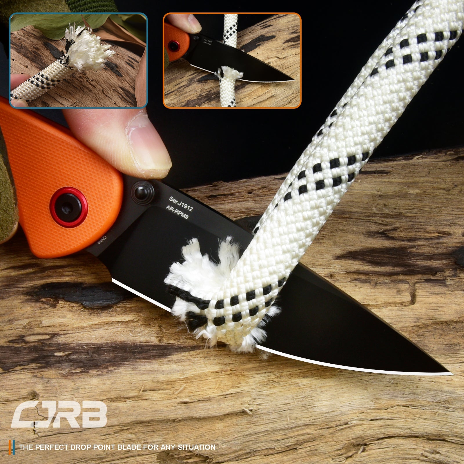 CJRB Feldspar J1912 AR-RPM9 Steel Black Pvd Coated Blade G10 Handle Folding Knives