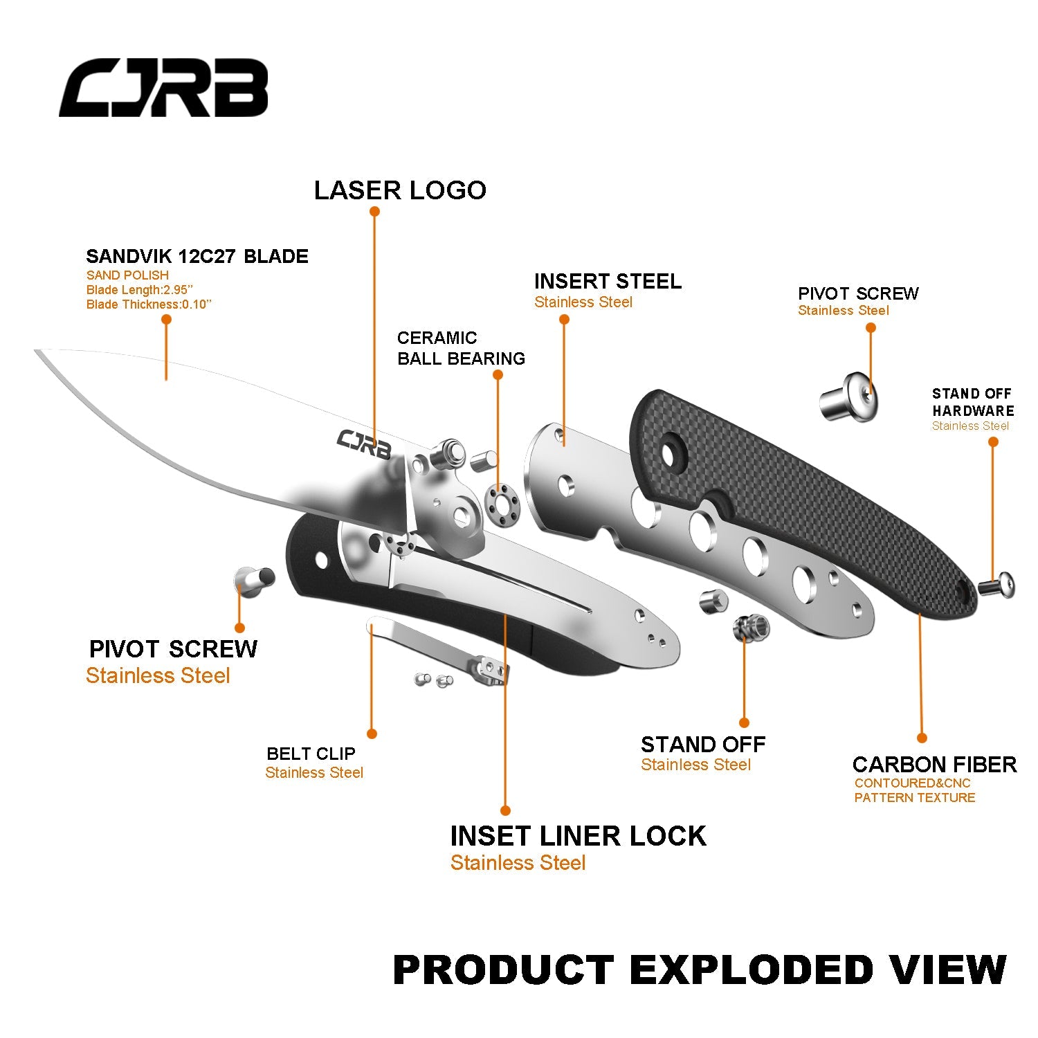 CJRB Ria J1917 12c27 Blade Carbon Fiber Handle Folding Knives