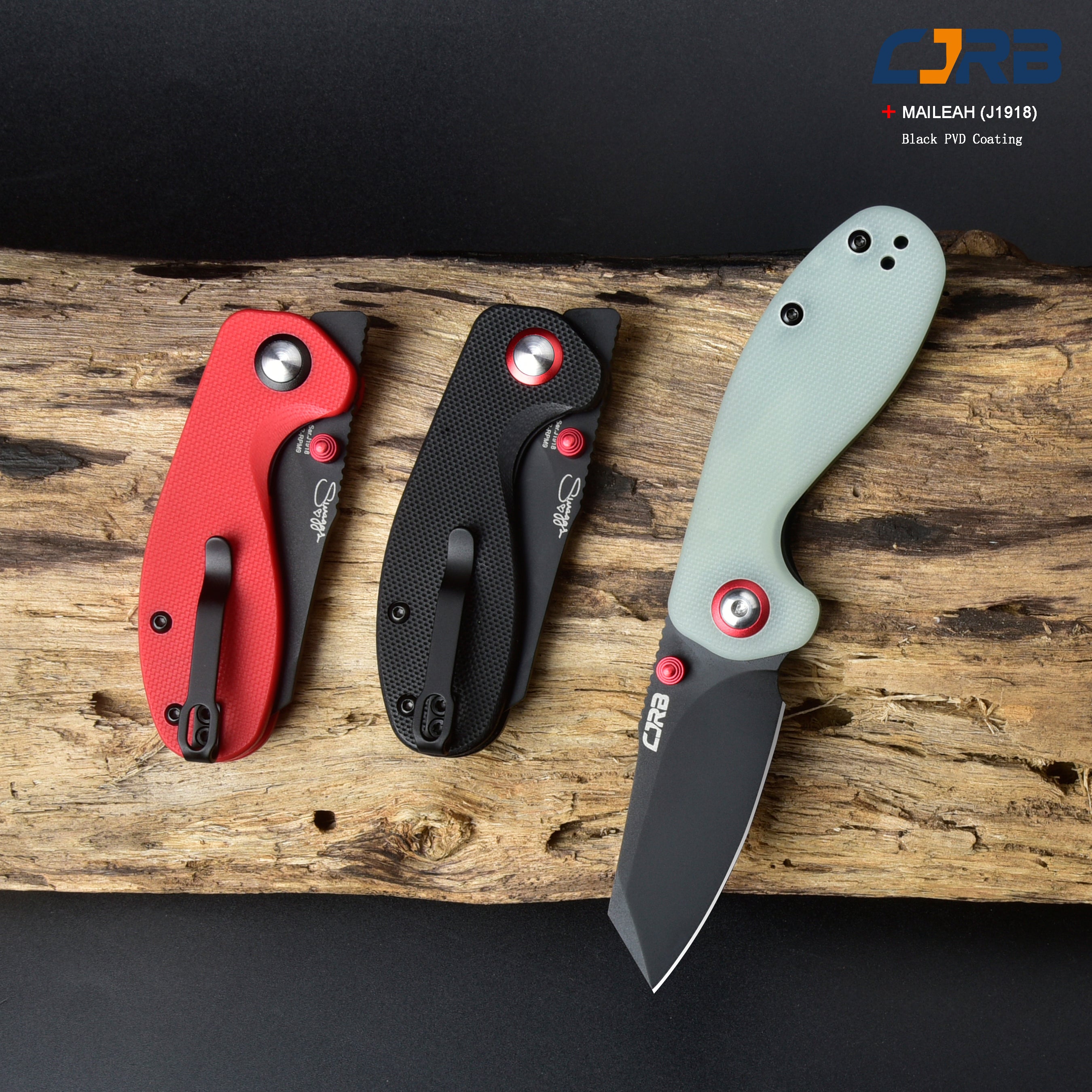 CJRB Maileah J1918 AR-RPM9 Steel Black Pvd Blade G10 Handle Folding Knives