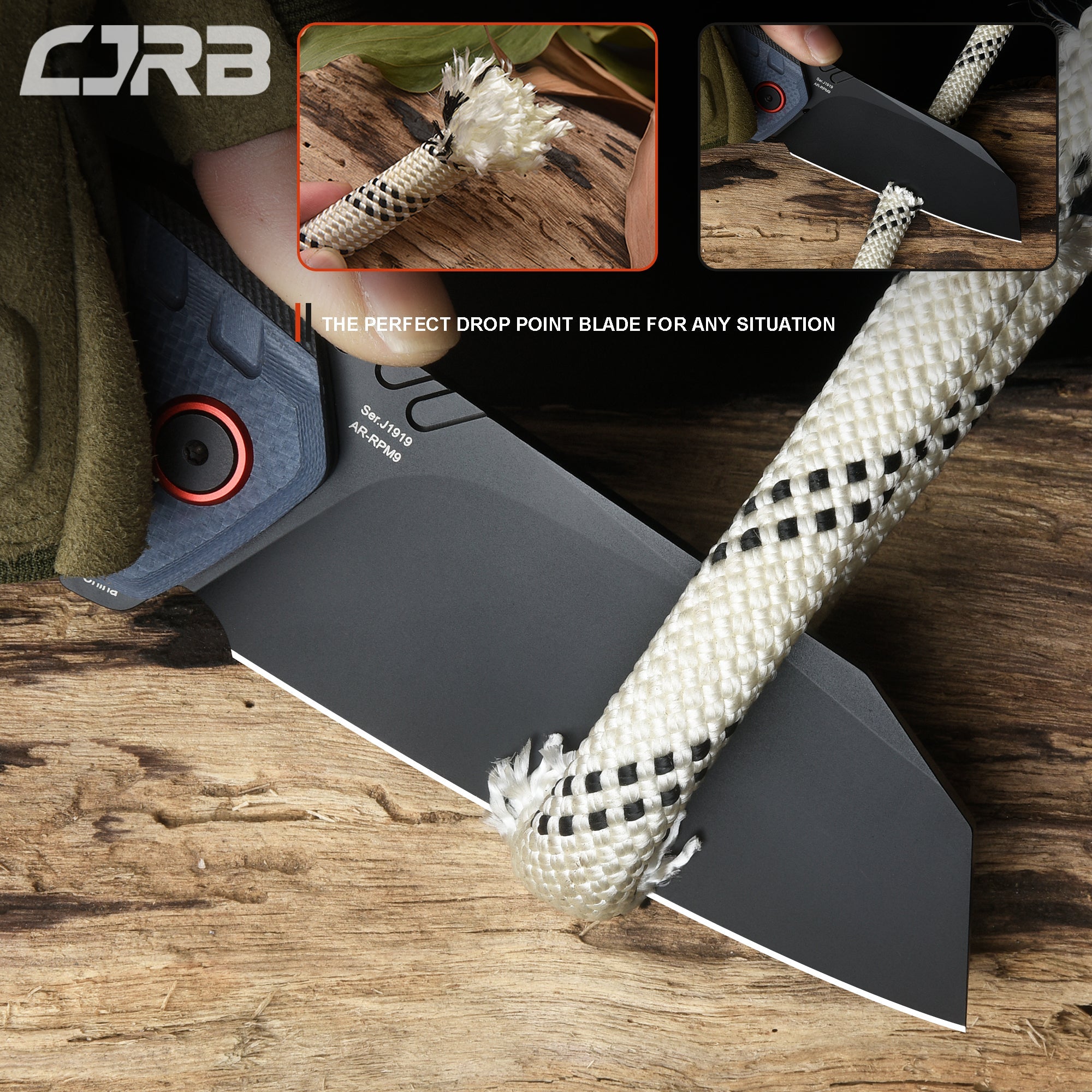 CJRB Tigris J1919 AR-RPM9 Steel Black Pvd Blade Black&Blue G10 Handle Pocket Knives Folding Knives Edc Knives