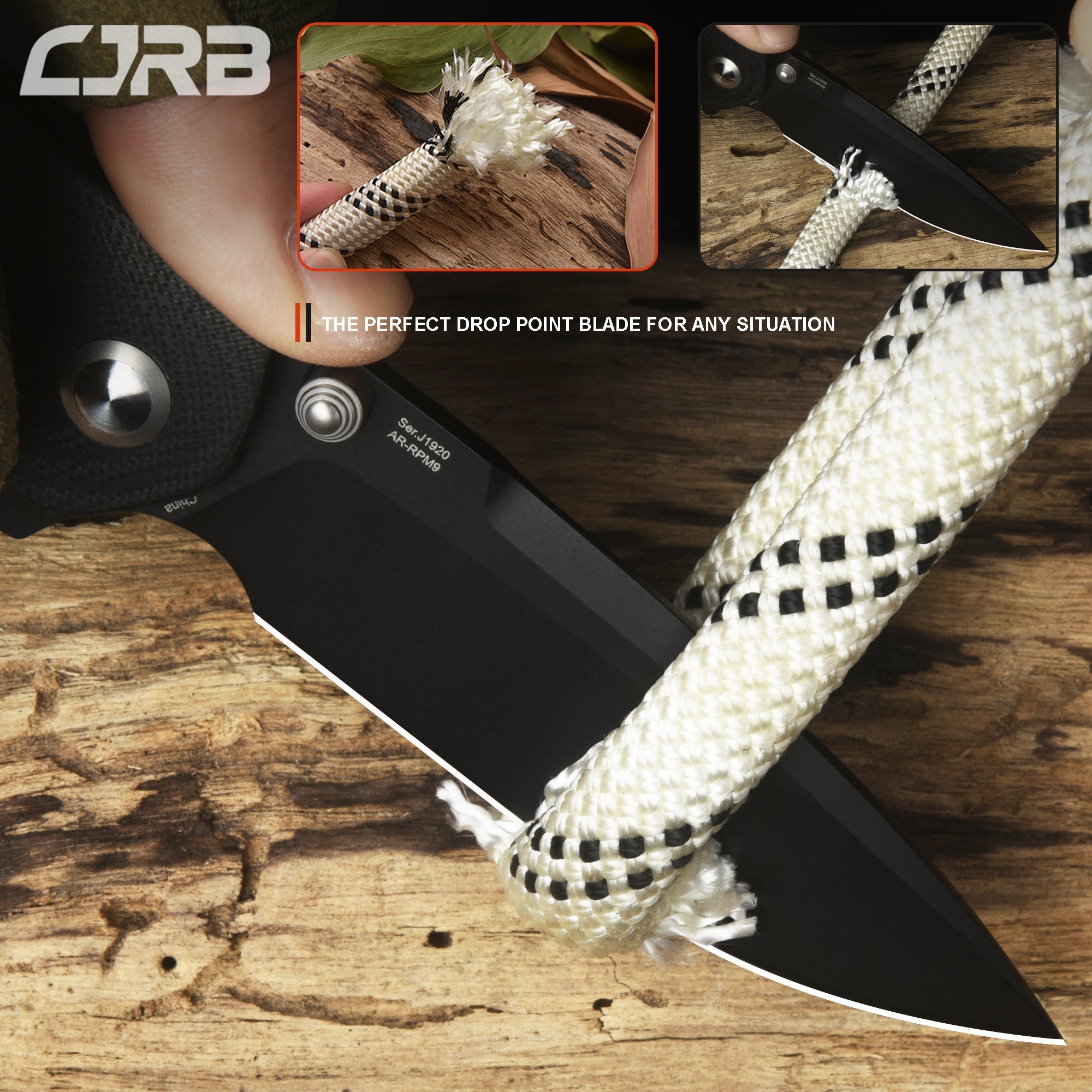 Cjrb Scoria J1920 AR-RPM9 Steel Black Pvd Blade Black G10 Handle Tactical Knives Folding Knives Edc Knives