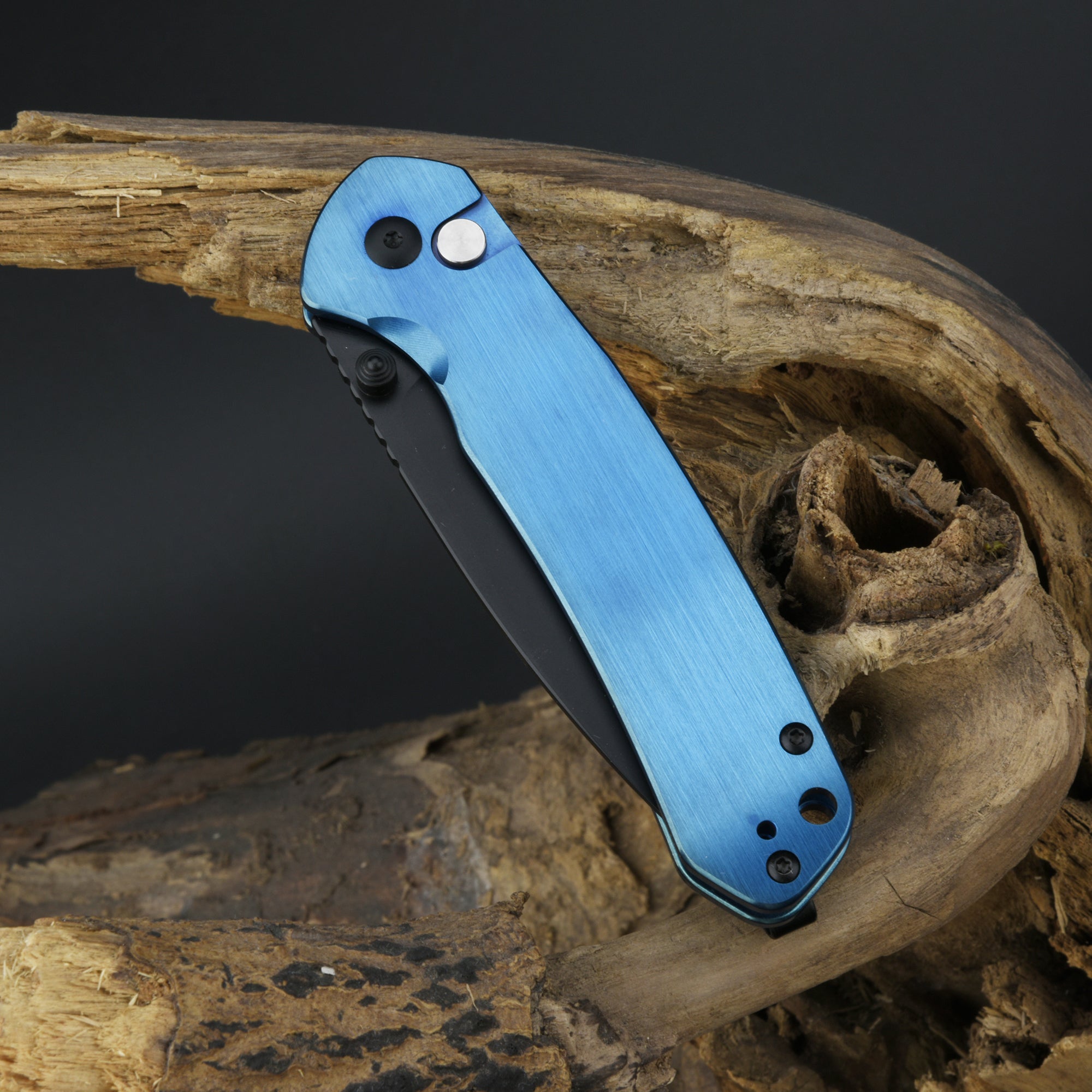 CJRB Pyrite J1925 AR-RPM9 Steel Blade Steel Handle Folding Knives Blue