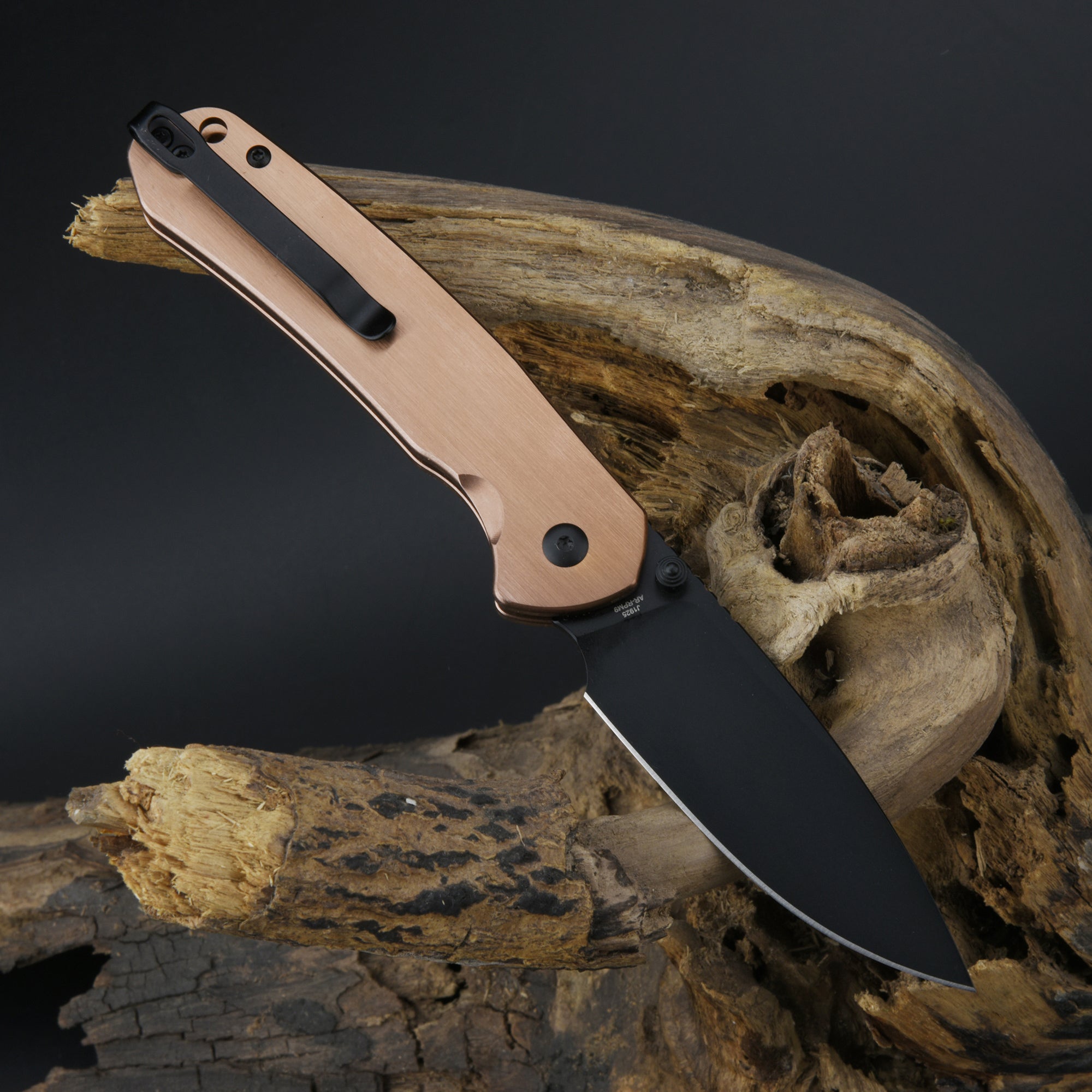 CJRB Pyrite J1925 AR-RPM9 Steel Blade Steel Handle Folding Knives Copper Colored