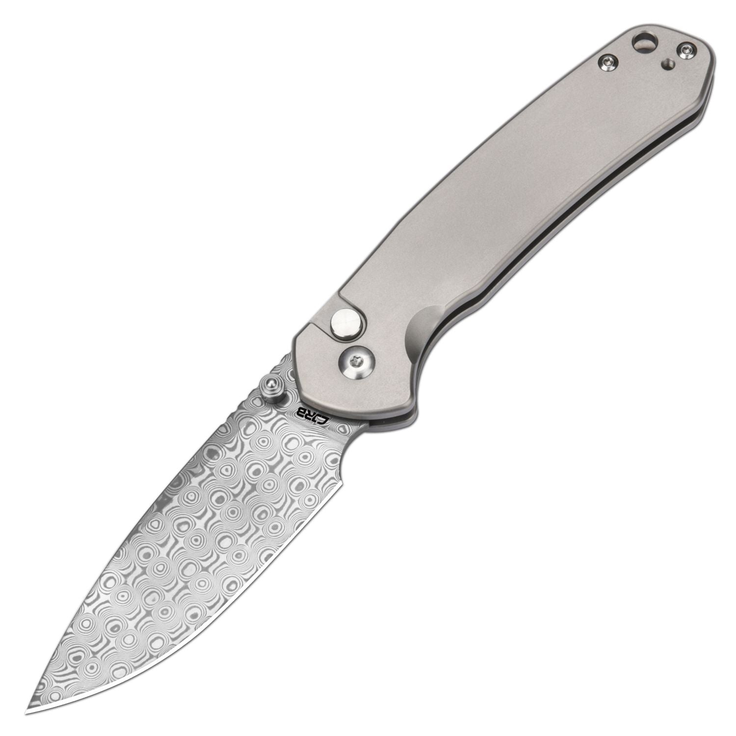 CJRB Pyrite J1925 Damascus Blade Titanium Handle Folding Knives