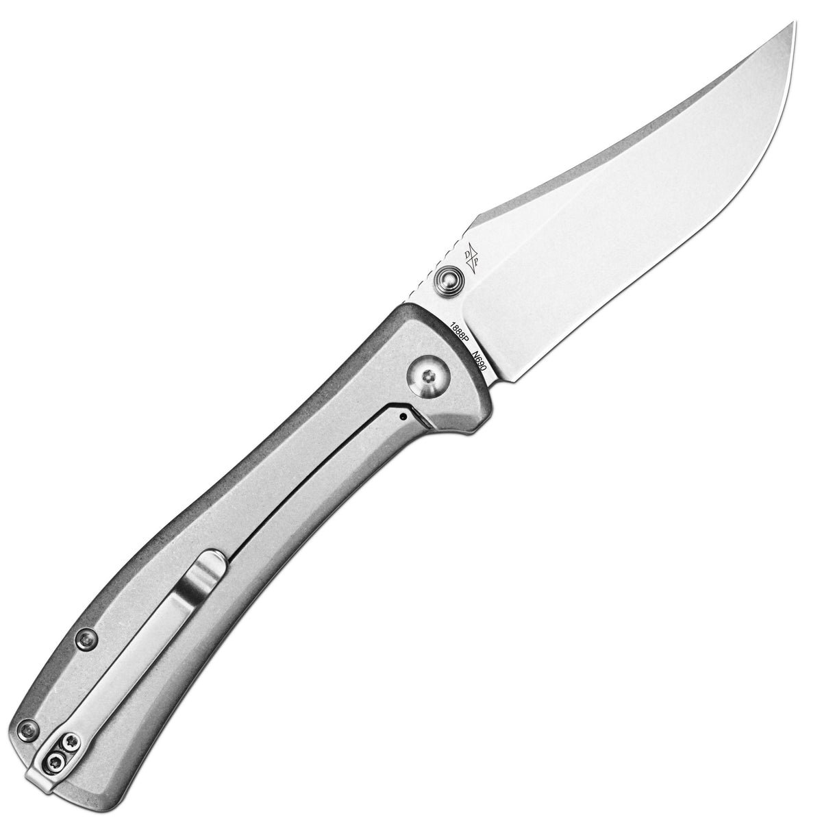 Artisan Cutlery Santee Thumb Stud & Frame Lock Folding Knife Steel Handle (3.54'' N690 Steel Stone Wash Blade) 1888P-ST