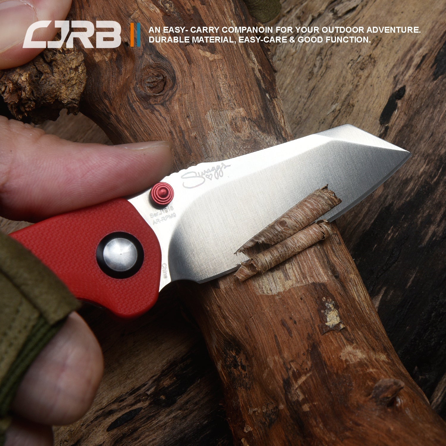 CJRB Maileah J1918 AR-RPM9 Steel Blade G10 Handle Folding Knives - Red (J1918-REF)
