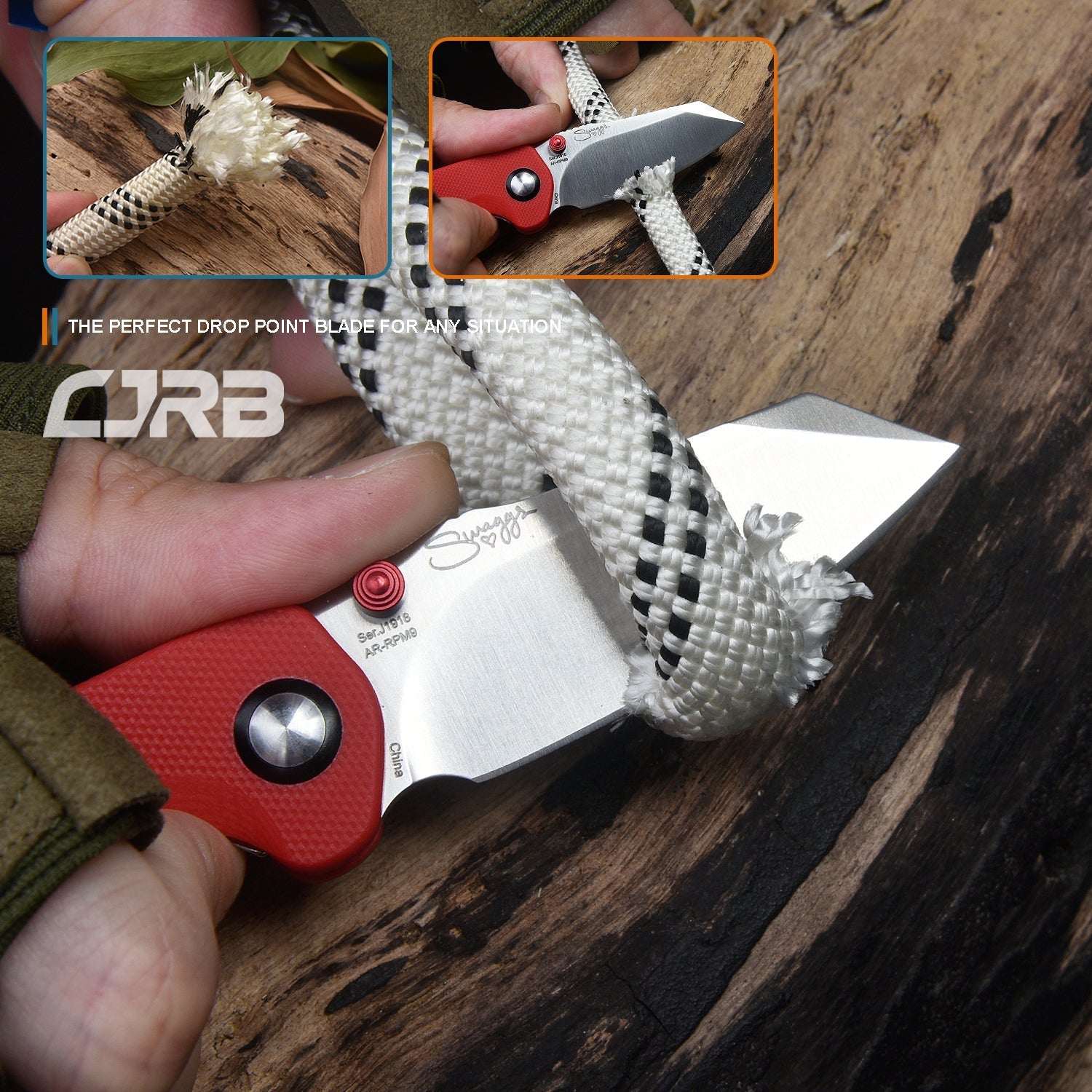 CJRB Maileah J1918 AR-RPM9 Steel Blade G10 Handle Folding Knives - Red (J1918-REF)