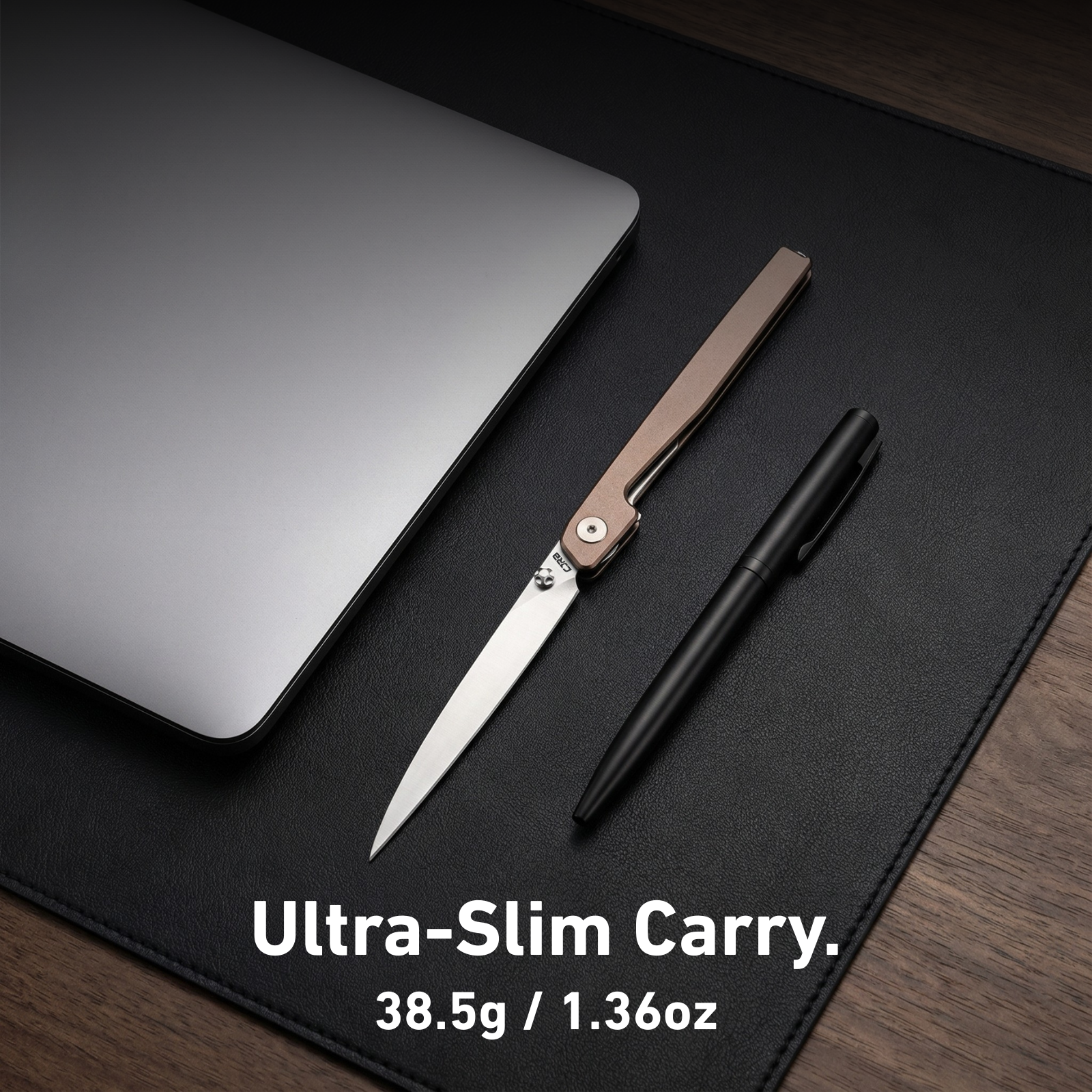 CJRB Lanky Thumb Stud & Liner Lock Knife Champagne Aluminum Handle (3.58'' AR-RPM9 Sand Polish Blade) J1965-CP