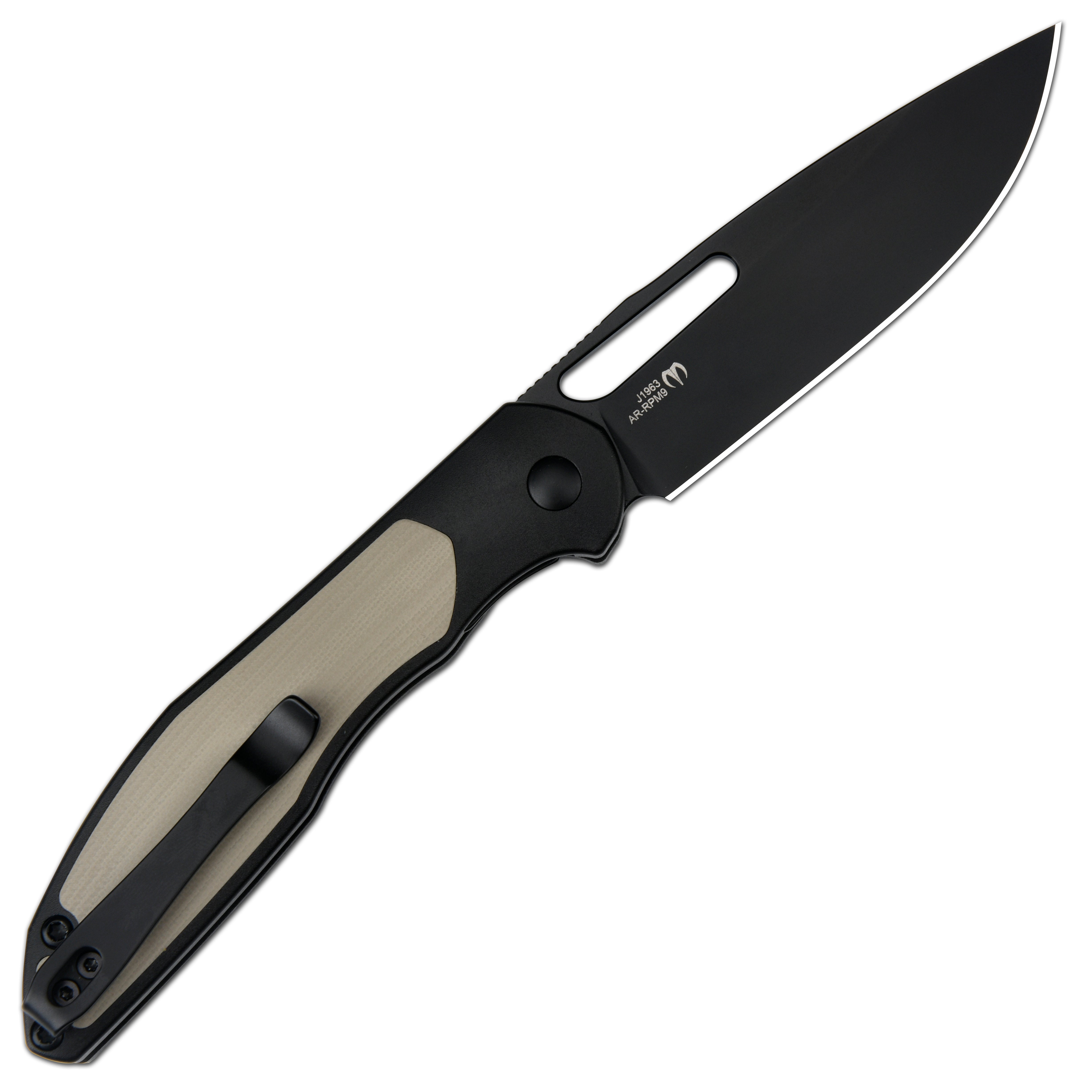 CJRB Droma J1963 AR-RPM9 Steel Blade Aluminum and G10 inlay Handle Folding Knives - Black (J1963-BDE)