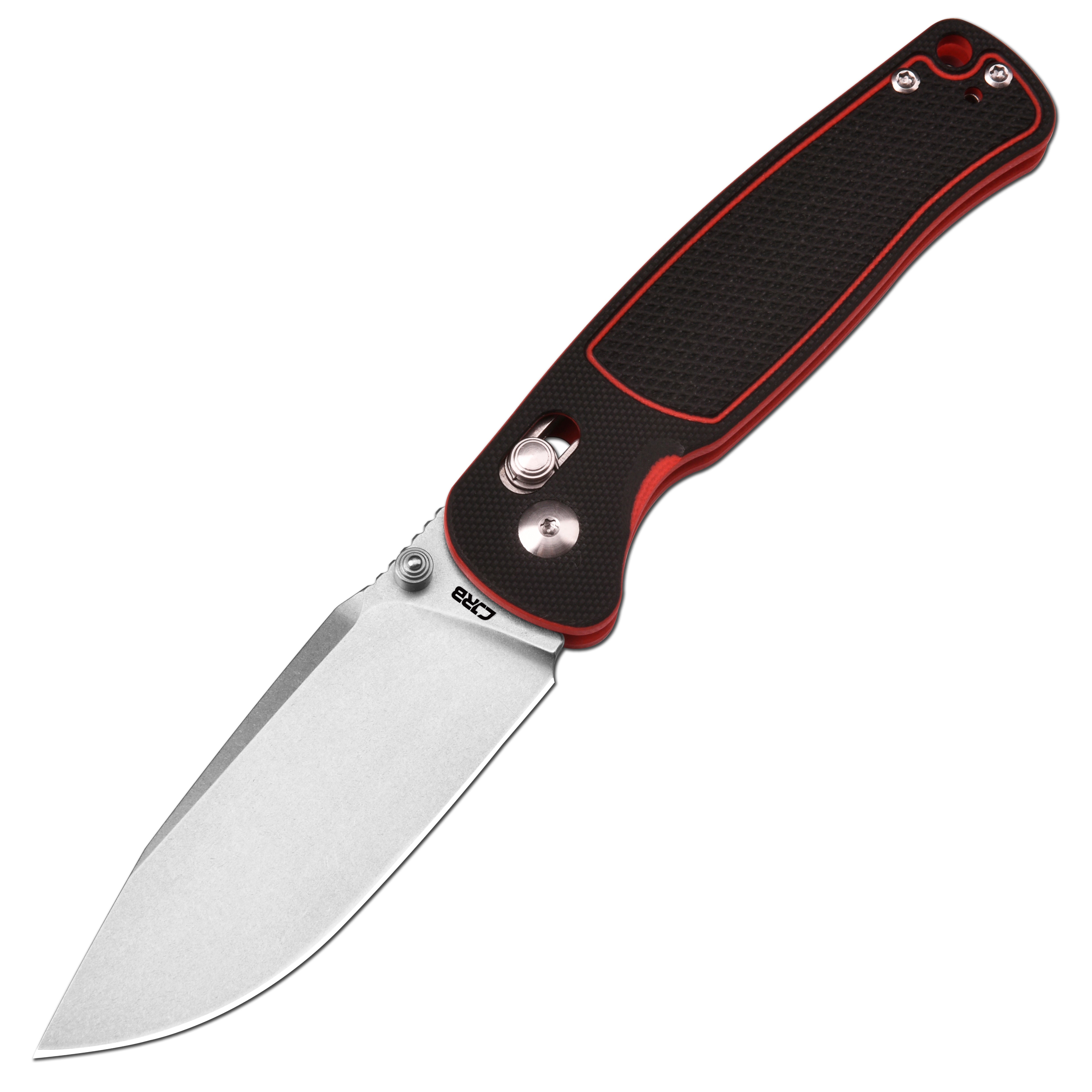 CJRB Shale J1943 AR-RPM9 Steel Blade G10 Handle Folding Knives - Stone Wash / Black&Red G10 (J1943-BRE)