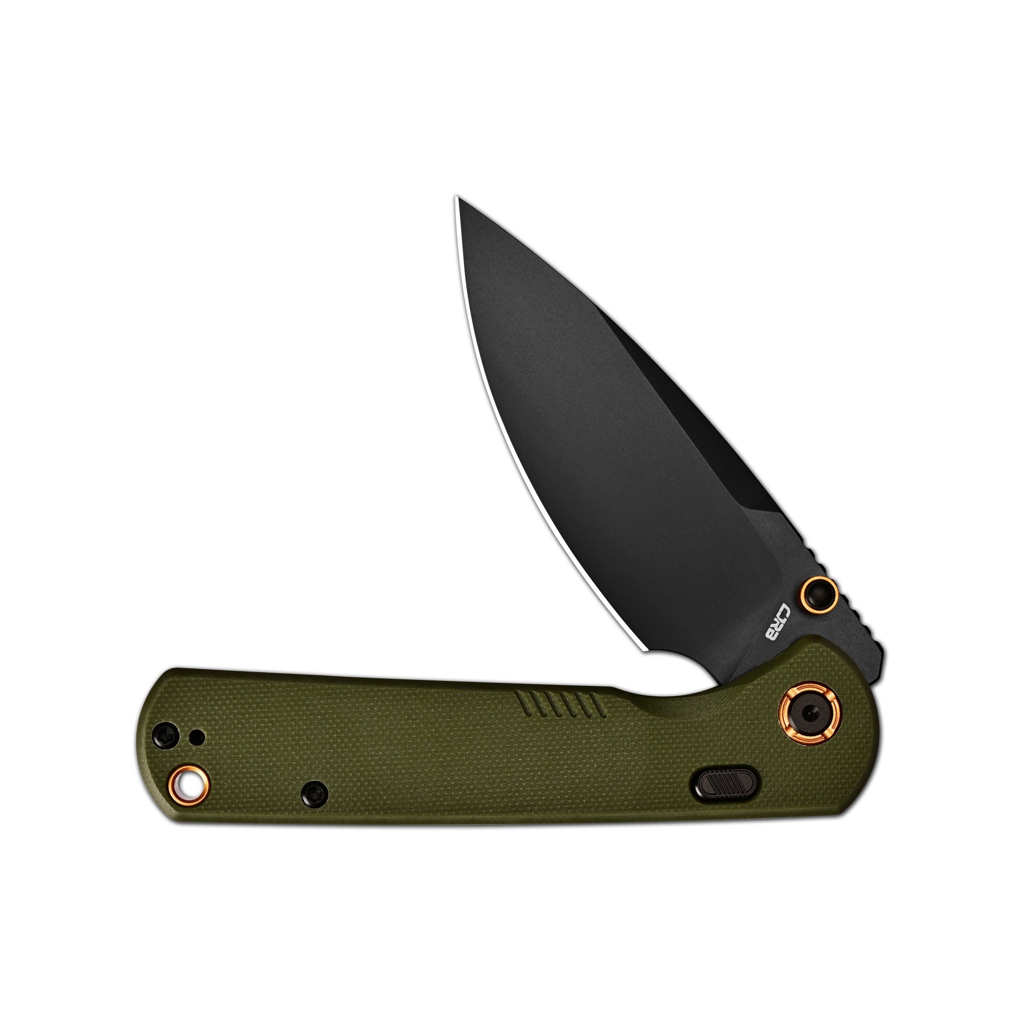 CJRB Latitude Thumb Stud & Top Liner Lock EDC Knife Green G10 Handle(3.47'' AR-RPM9 Steel Black PVD Coating Blade) J1975-BGN