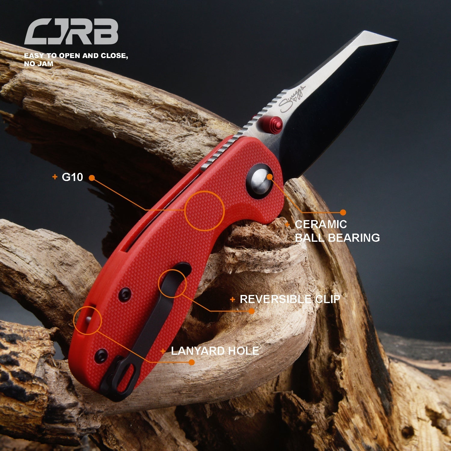 CJRB Maileah J1918 AR-RPM9 Steel Blade G10 Handle Folding Knives - Red (J1918-REF)