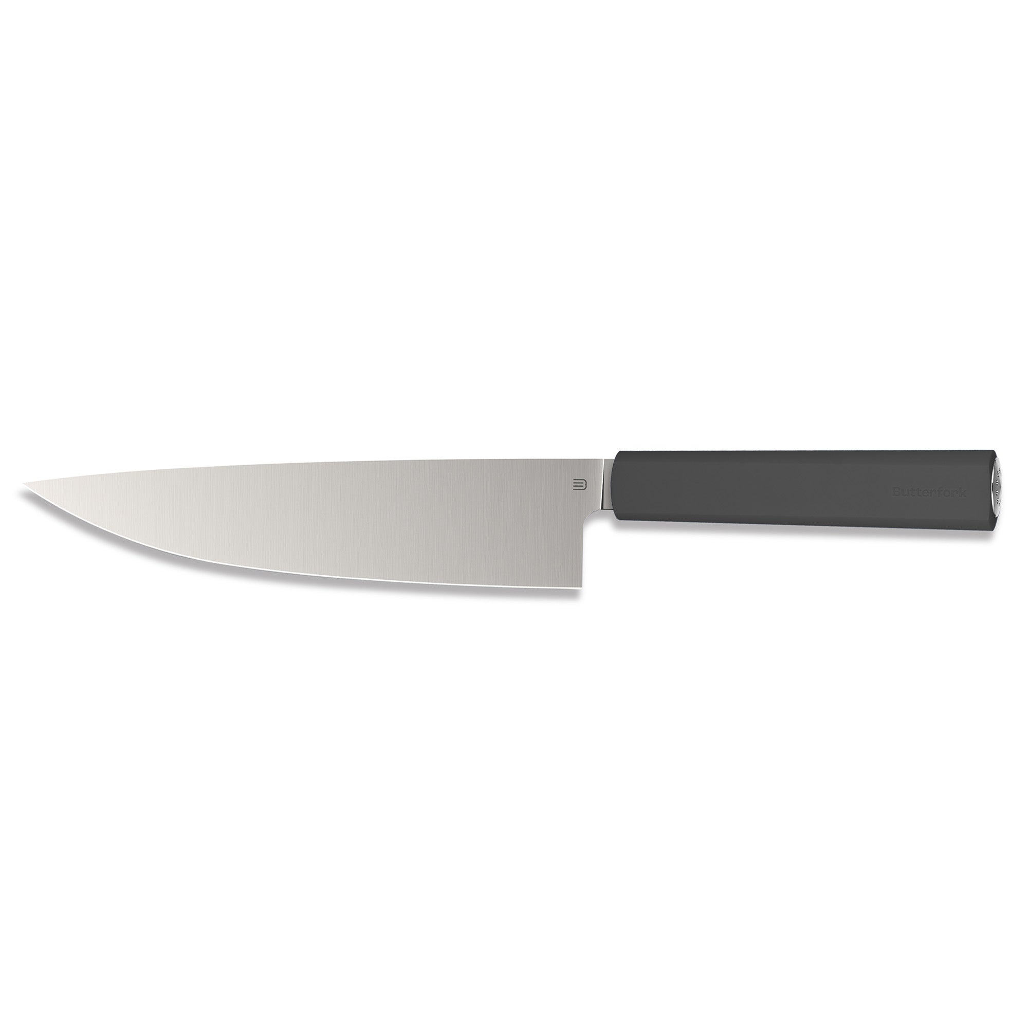 Butterfork Purest 8” Chef's Knife, AR-RPM9 Stainless Steel, Replaceable ABS Handle, Dark Grey