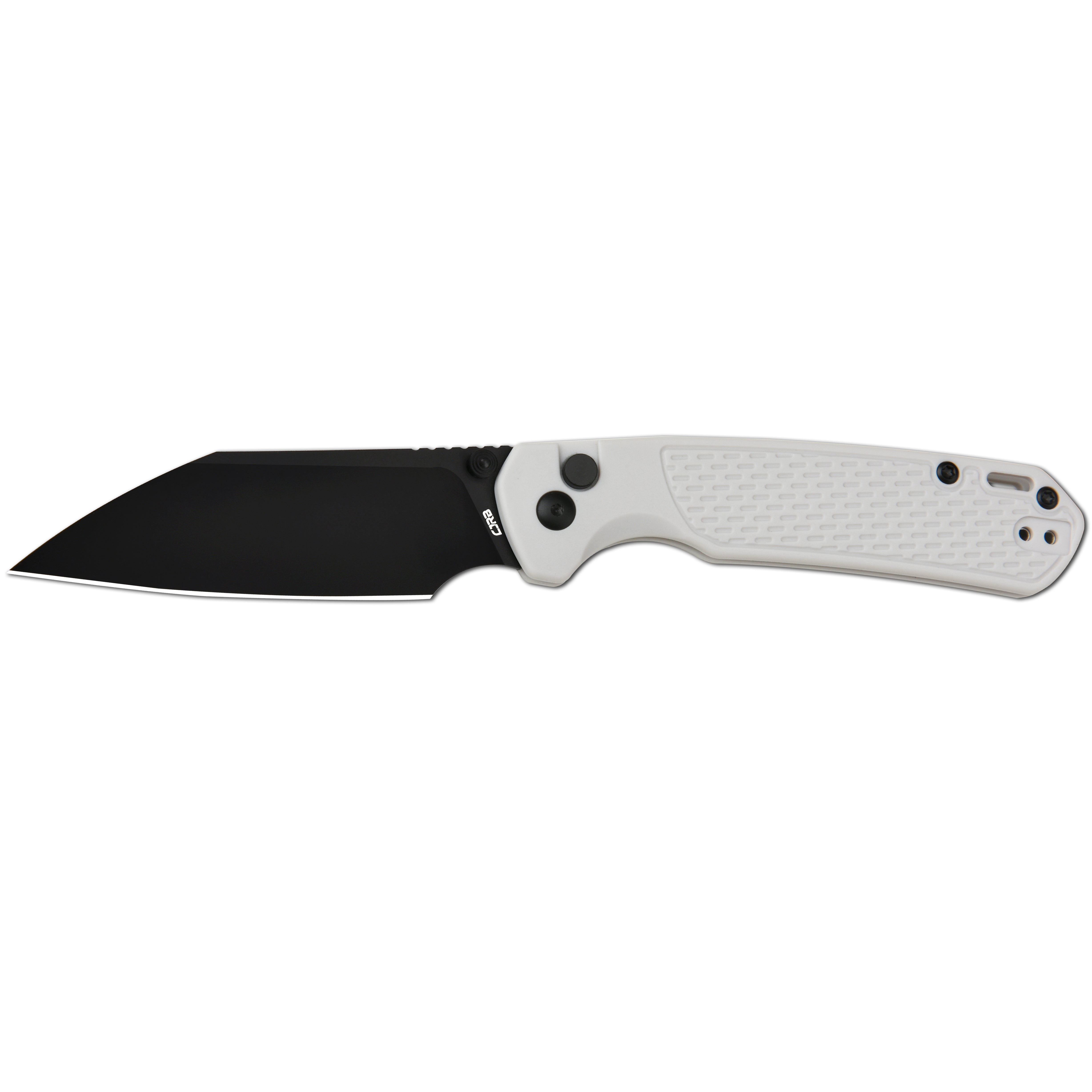 CJRB Pyrite-Light J1945 AR-RPM9 Steel Blade FRN Handle Folding Knives - Black PVD / Light Grey (J1945-BGY)