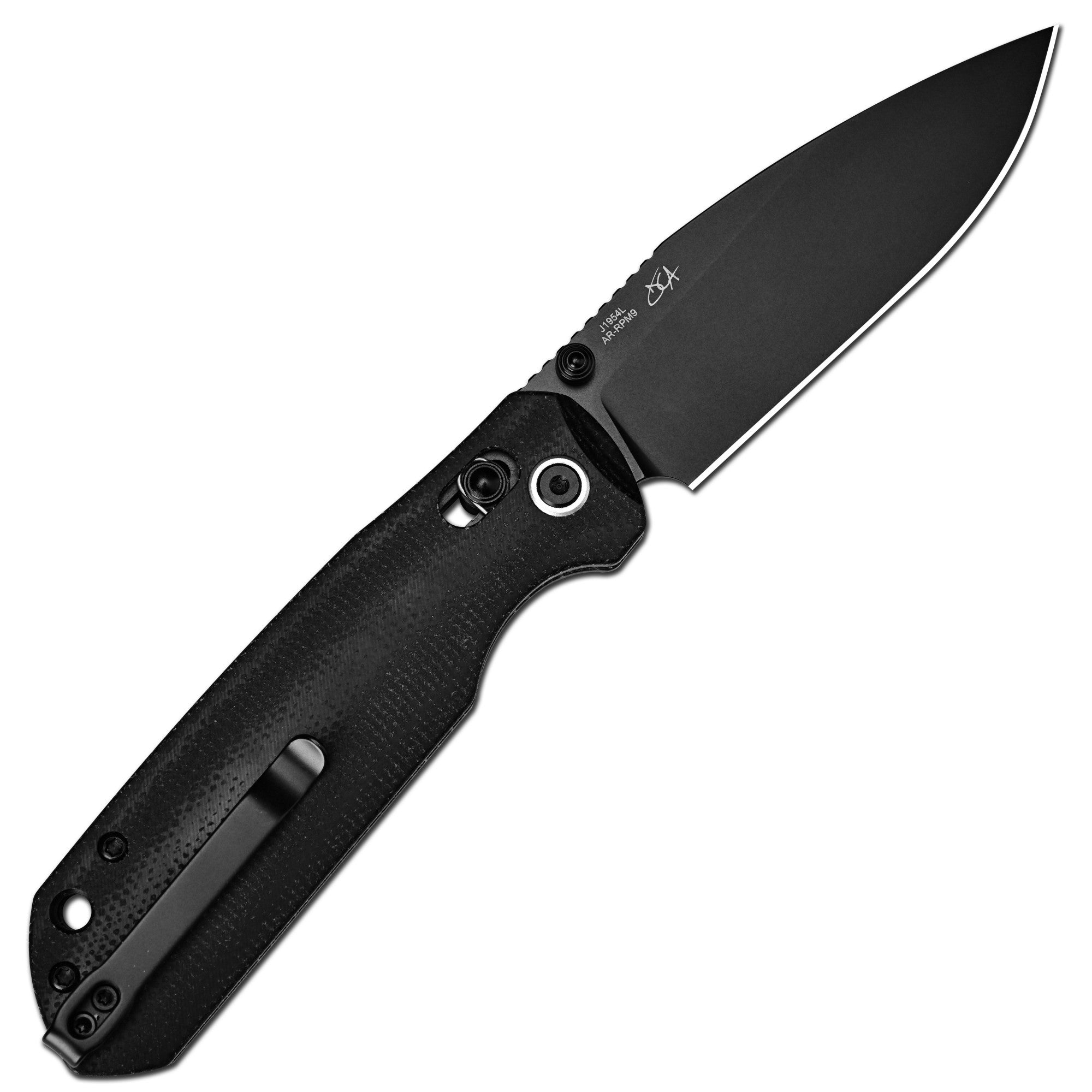 CJRB Mega Maximal Thumb Stud & Crossbar Lock Knife Black Micarta Handle(3.43'' AR-RPM9 Steel Black PVD Coating Blade) J1954L-BBK