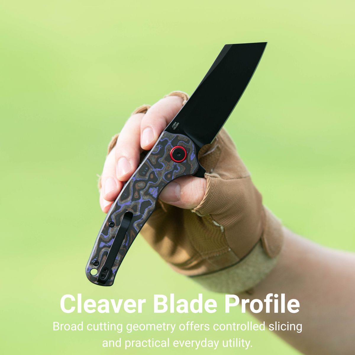 CJRB Crag Flipper & Liner Lock Folding Knife Purple Fat Carbon Handle (3.43'' 14C28N Steel Black PVD Coating Blade) J1904-PUCF (Exclusive)