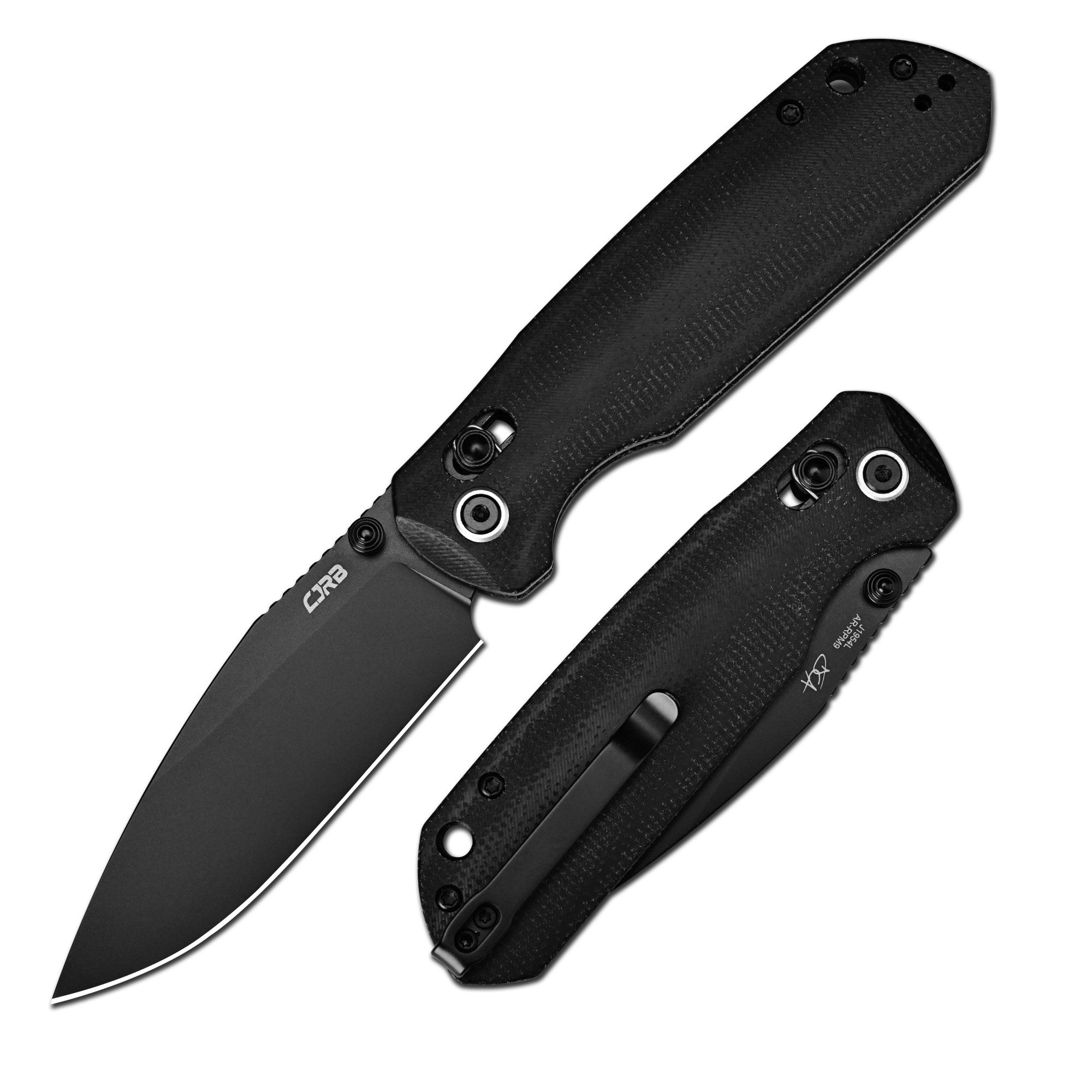 CJRB Mega Maximal Thumb Stud & Crossbar Lock Knife Black Micarta Handle(3.43'' AR-RPM9 Steel Black PVD Coating Blade) J1954L-BBK