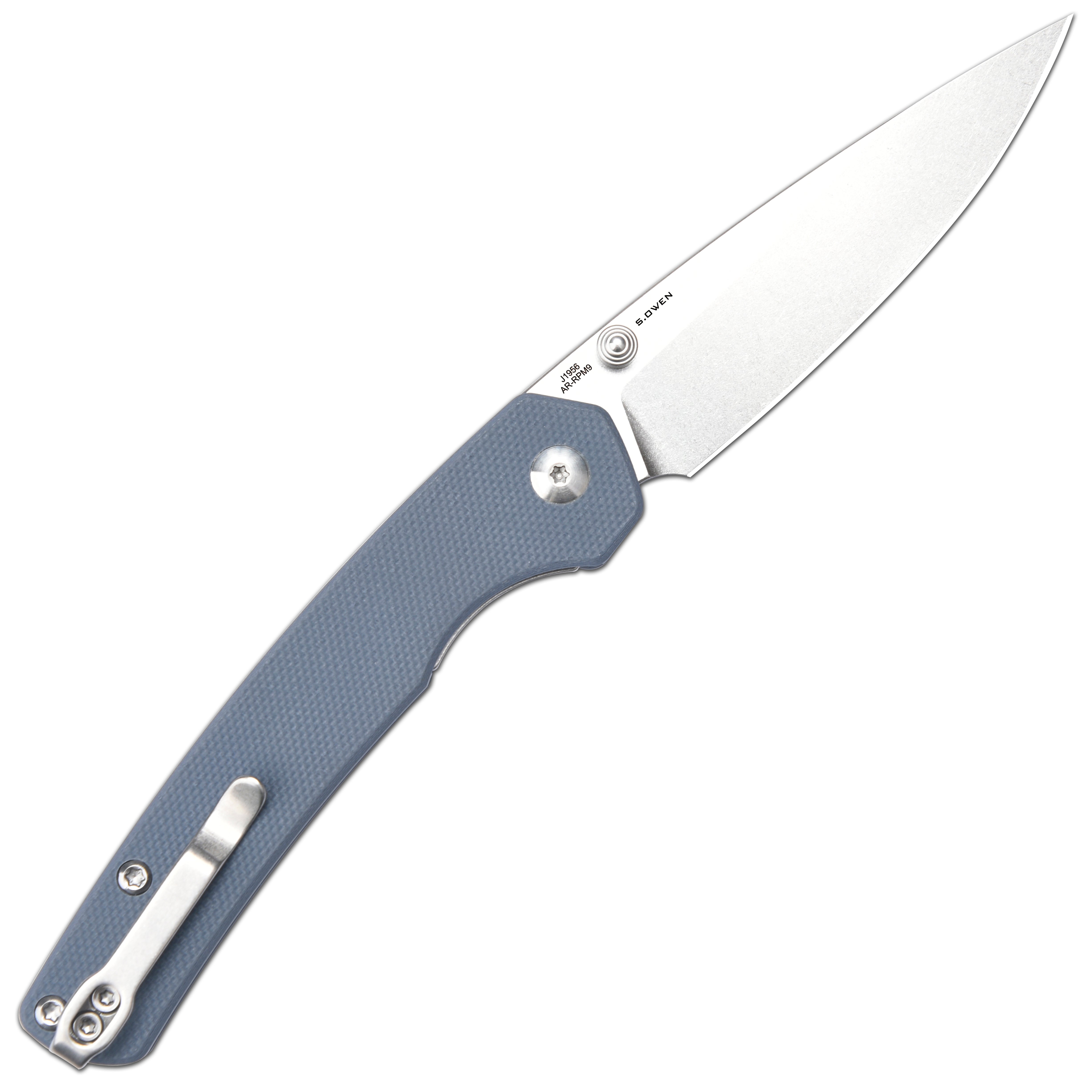CJRB Kain J1956 AR-RPM9 Steel Blade G10 Handle Folding Knives - Stone Wash/Gray G10 (J1956-GY)
