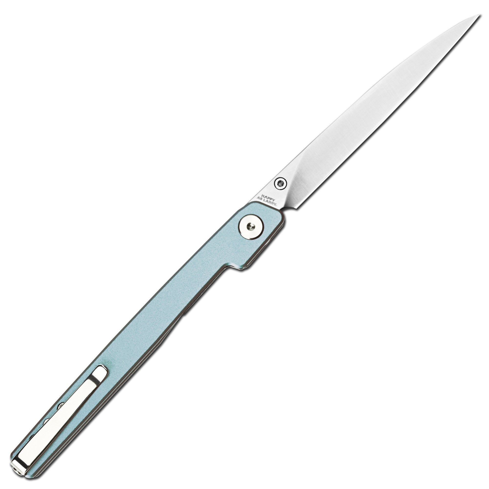 CJRB Lanky Thumb Stud & Liner Lock Knife Light Blue Aluminum Handle (3.58'' Sandvik 14C28N Sand Polish Blade) J1965-PBU
