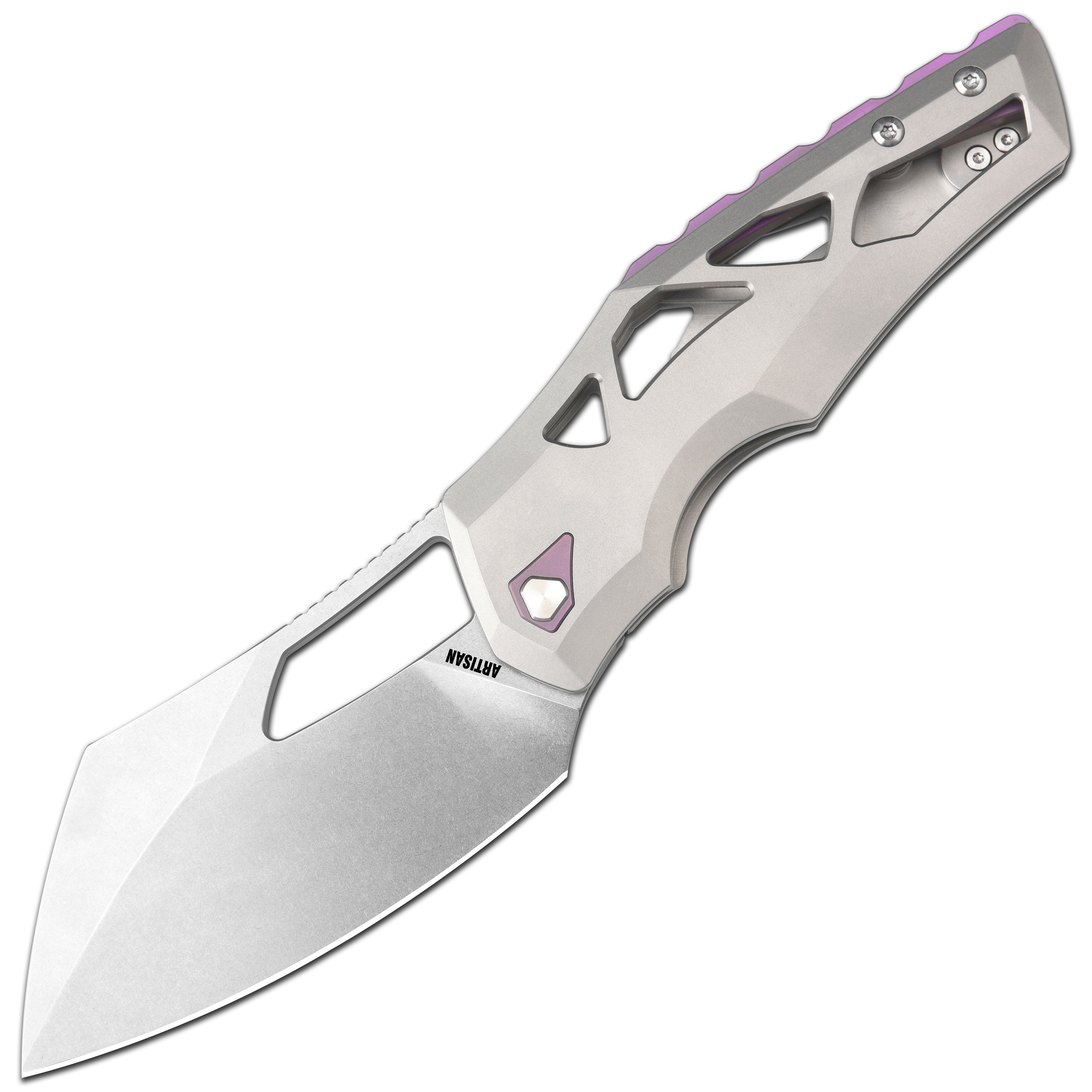 Artisan Cutlery Tortoise 1884G S35VN Steel Blade Titanium Handle Folding Knives
