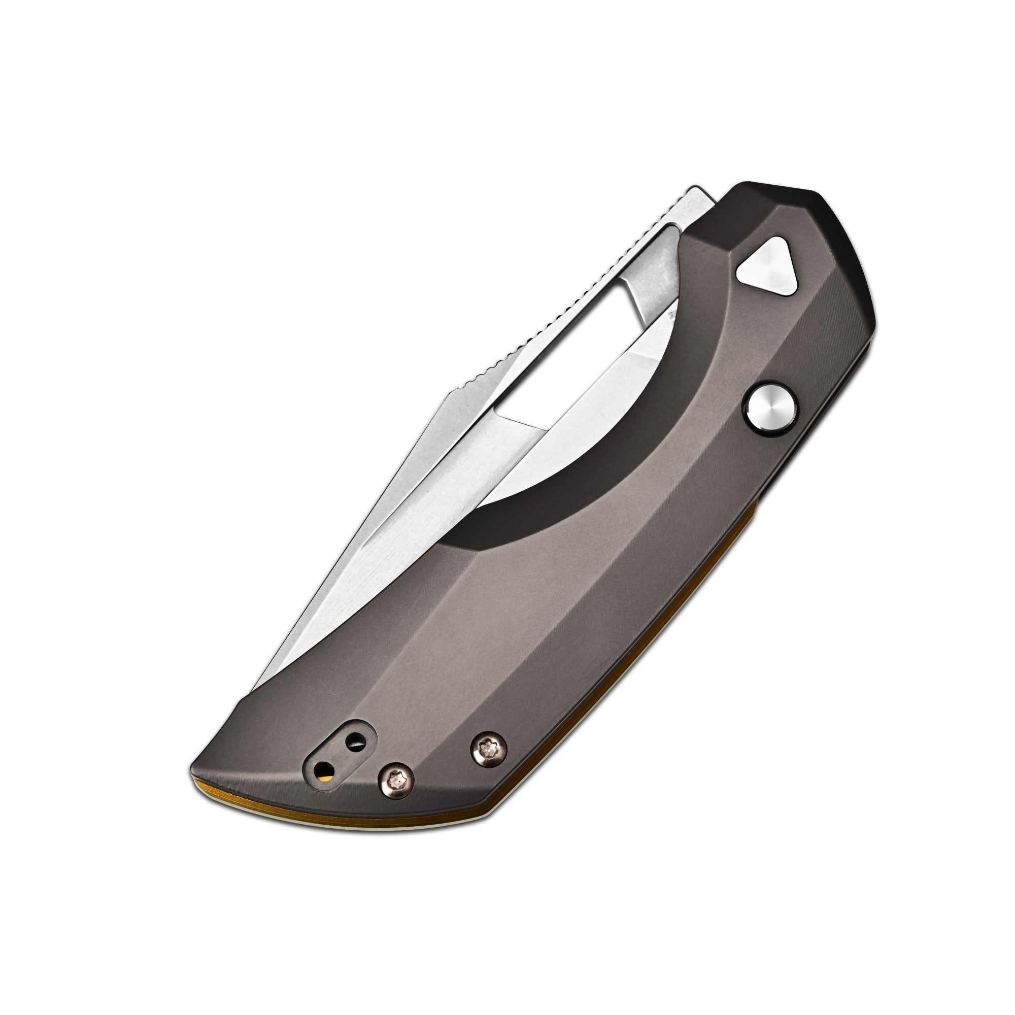 Artisan Cutlery Mousebird Thumb Hole Top Liner lock Lock EDC Knife Titanium Handle Gold Titanium Clip(3'' CPM S35VN Stone Wash Blade ) 1889G-DG