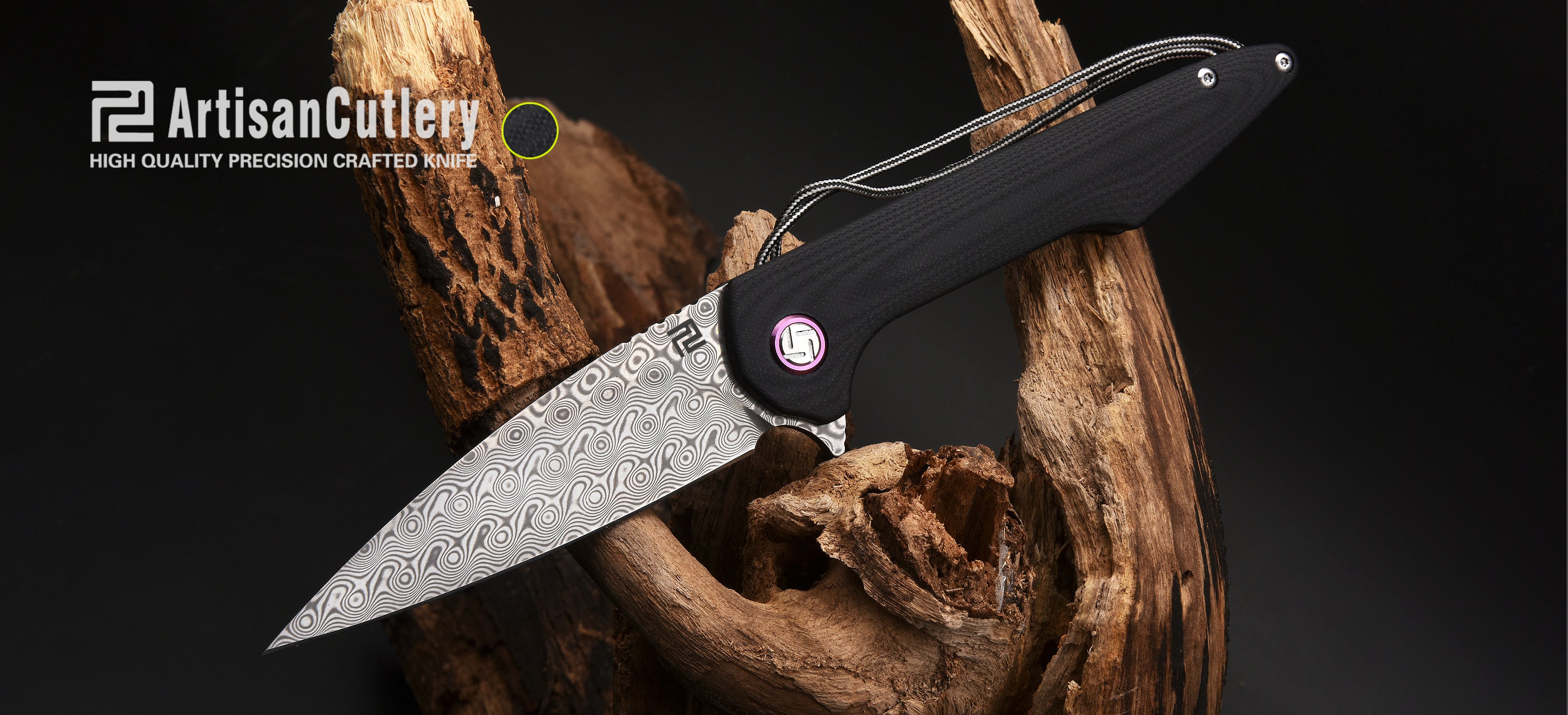 Artisan Cutlery Archaeo ATZ-1821NL Damascus Blade Carbon Fiber Handle Folding Knives