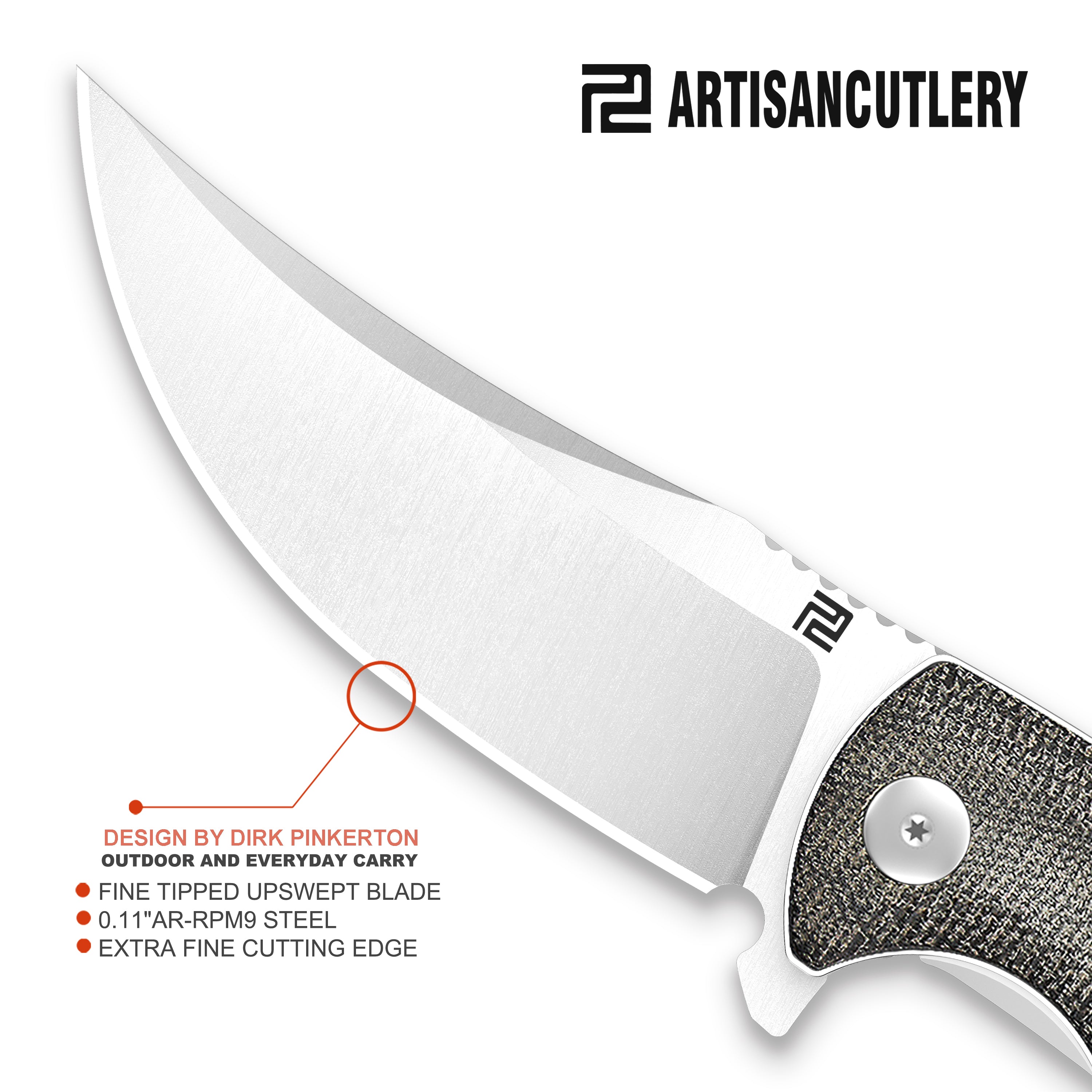 Artisan Cutlery Arroyo ATZ-1845P AR-RPM9 Steel Blade Micarta Handle Folding Knives