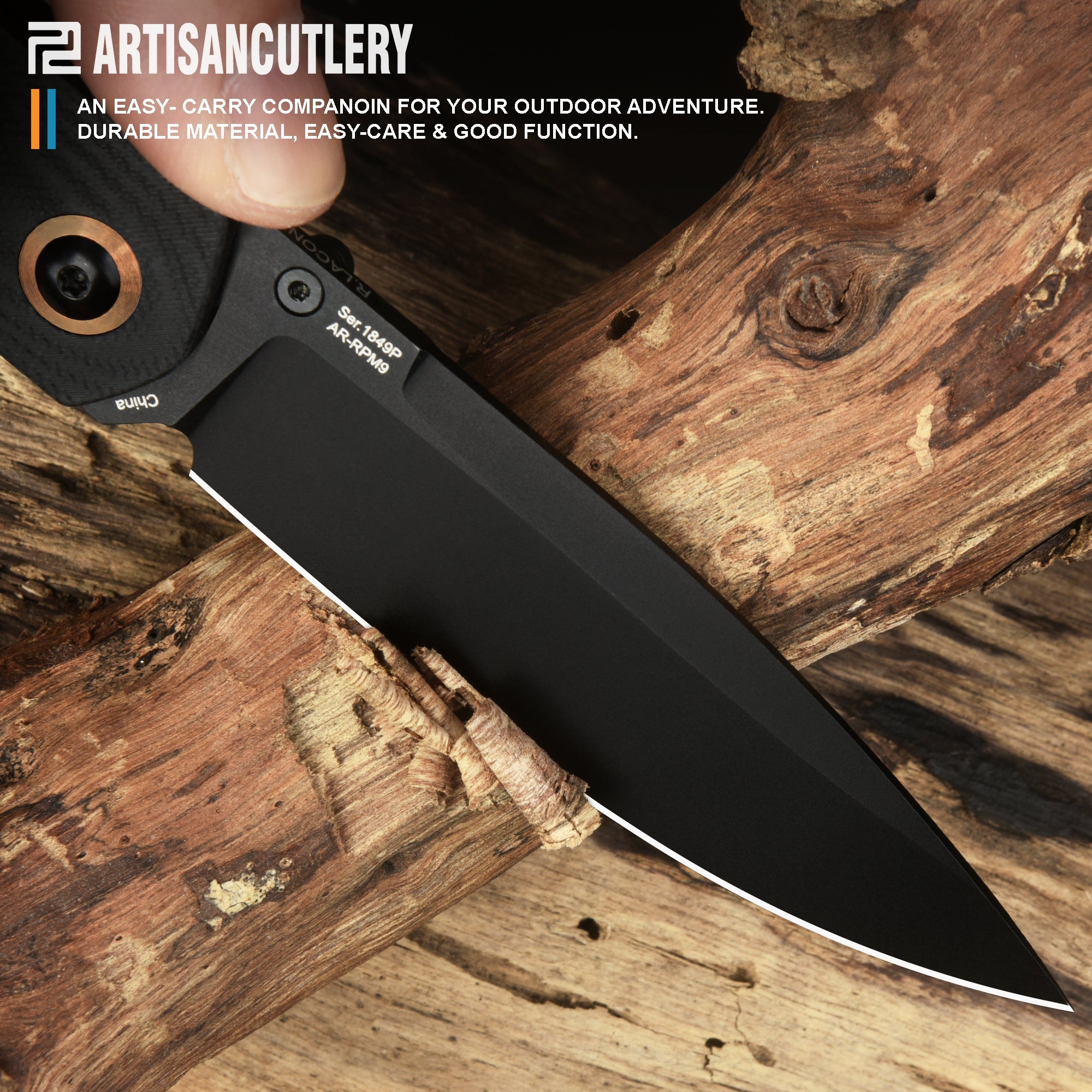 Artisan Cutlery Sirius 1849P-BBK AR-RPM9 Black PVD Coated Blade G10 Handle Folding Knives