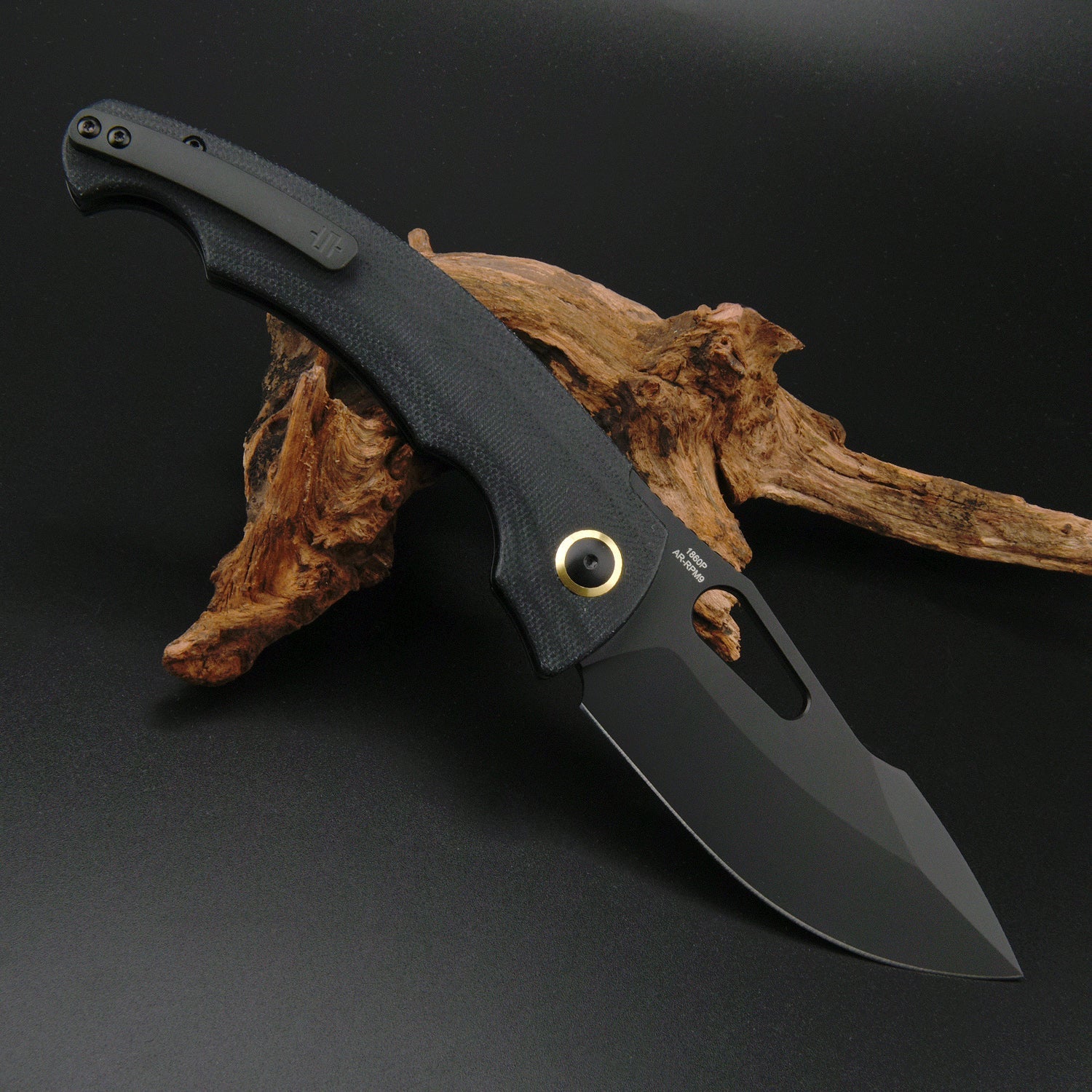 Artisan Cutlery Xcellerator ATZ-1860P AR-RPM9 Blade Micarta Handle Folding Knives - Black PVD / Black (1860P-BMBK)