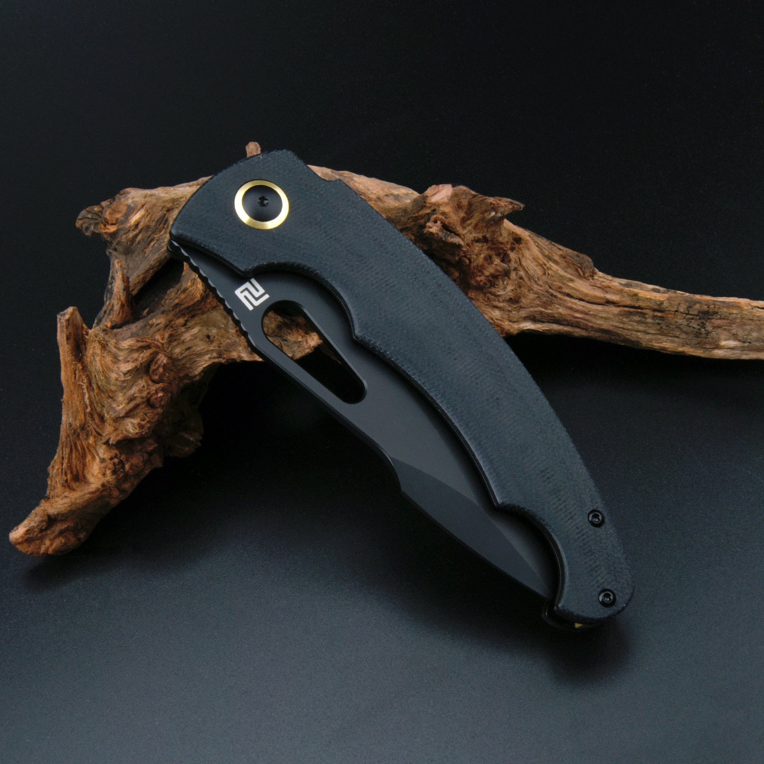 Artisan Cutlery Xcellerator ATZ-1860P AR-RPM9 Blade Micarta Handle Folding Knives - Black PVD / Black (1860P-BMBK)