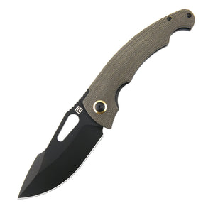Artisan Cutlery Xcellerator ATZ-1860P AR-RPM9 Blade Micarta Handle Folding Knives - Black PVD / Olive Green (1860P-BODG)