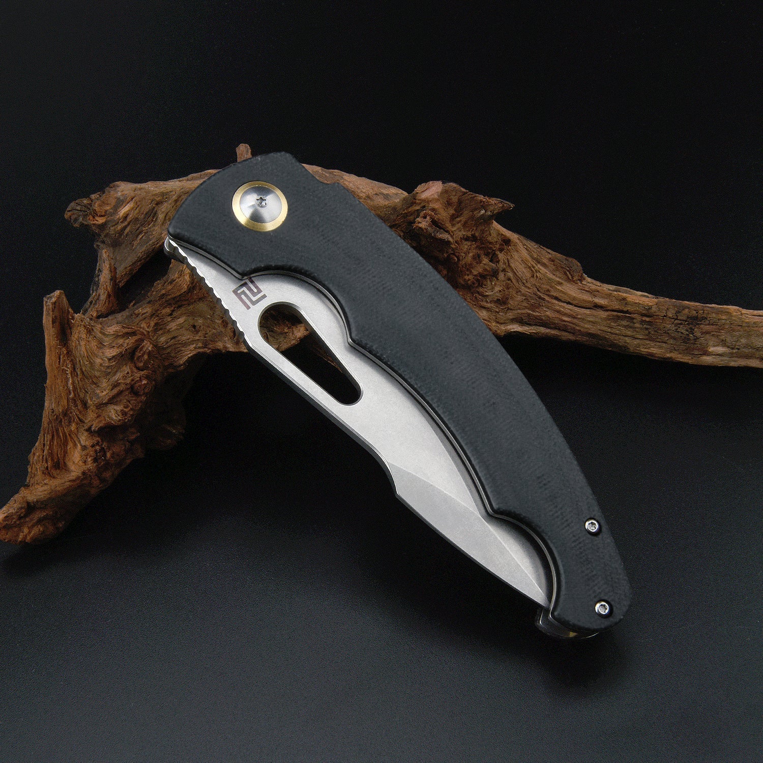 Artisan Cutlery Xcellerator ATZ-1860P AR-RPM9 Blade Micarta Handle Folding Knives - Stone Wash / Black (1860P-MBK)