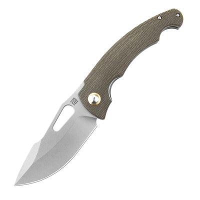 Artisan Cutlery Xcellerator ATZ-1860P AR-RPM9 Blade Micarta Handle Folding Knives - Stone Wash / Olive Green (1860P-ODG)