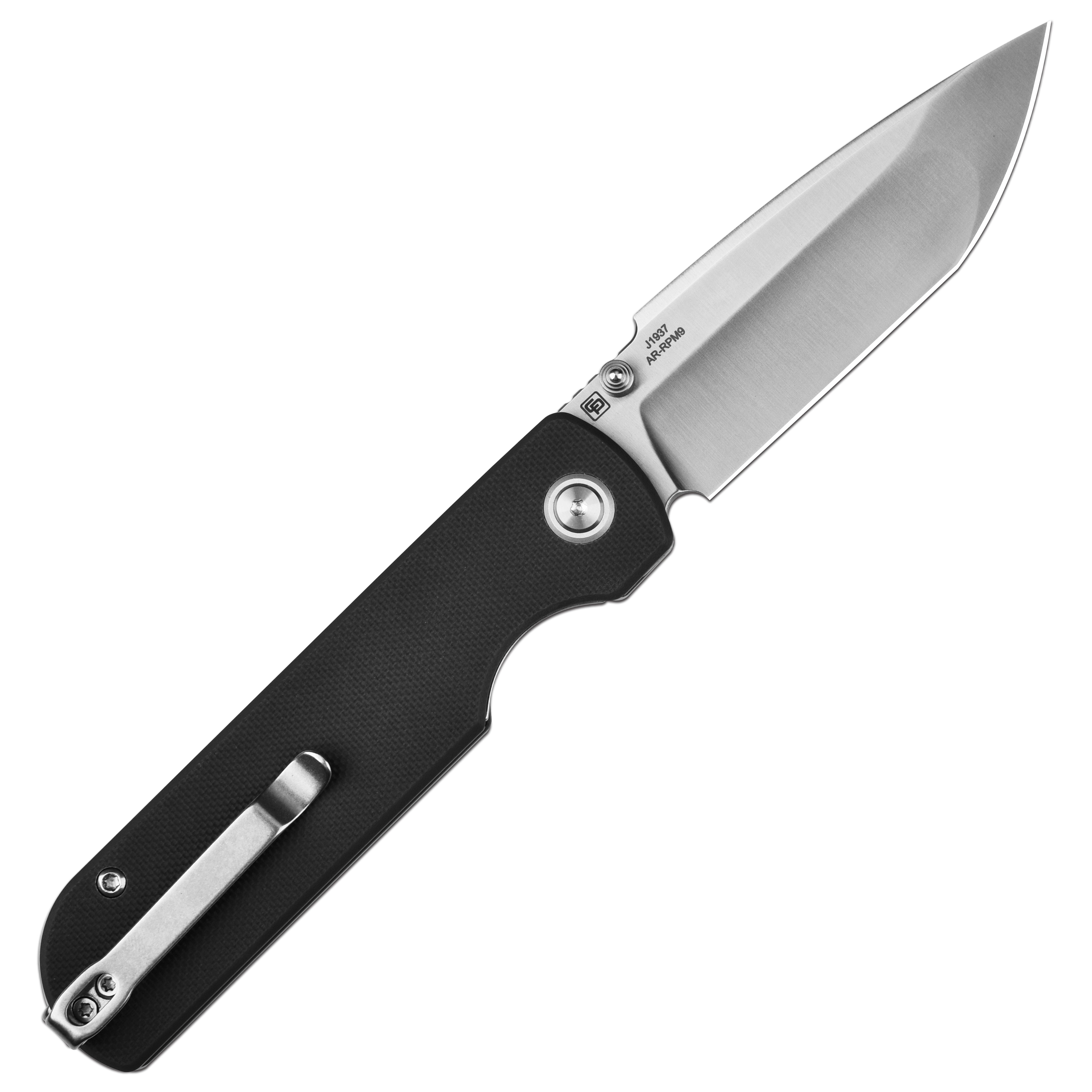 CJRB Nova J1937 AR-RPM9 Steel Blade G10 Handle Folding Knives - Sand Polish / Black (J1937-BK)