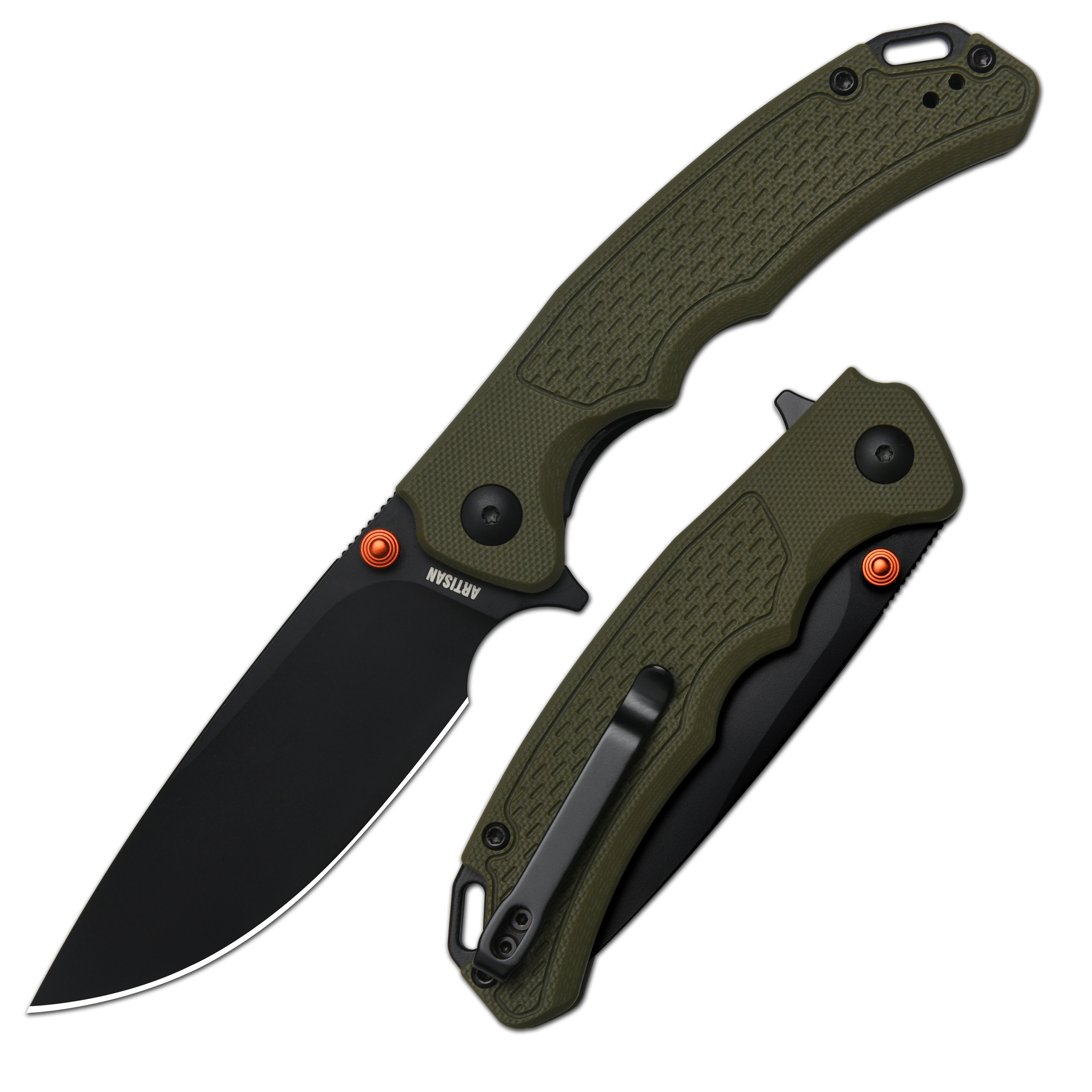 Artisan Cutlery Tradition V2 1702M AR-RPM9 Blade G10 Handle Folding Knives - Green (1702M-BGN)