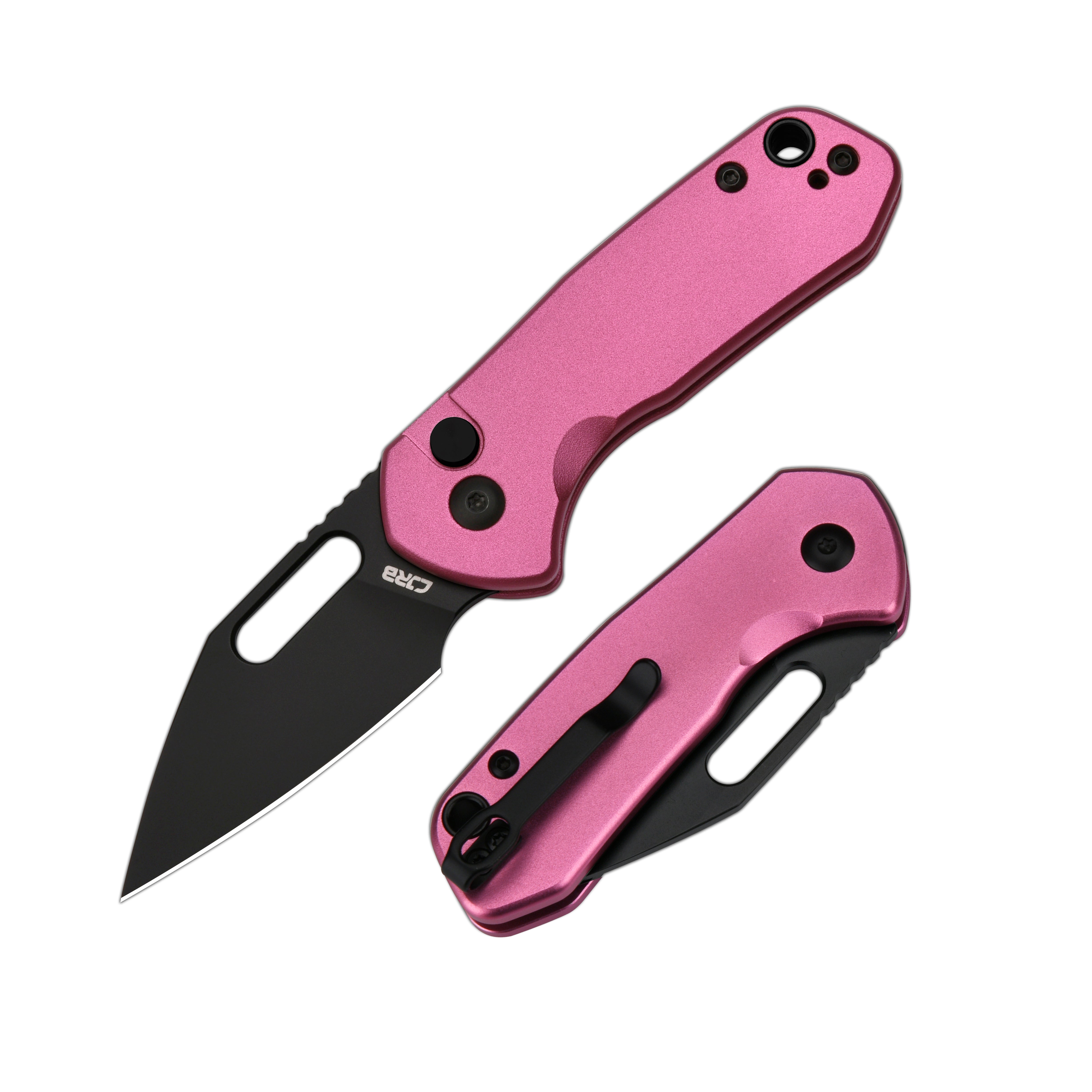 Cjrb Mini Pyrite J1933 AR-RPM9 Steel Blade Aluminium Handle Folding Knives - Black PVD / Pink (J1933-BPK)
