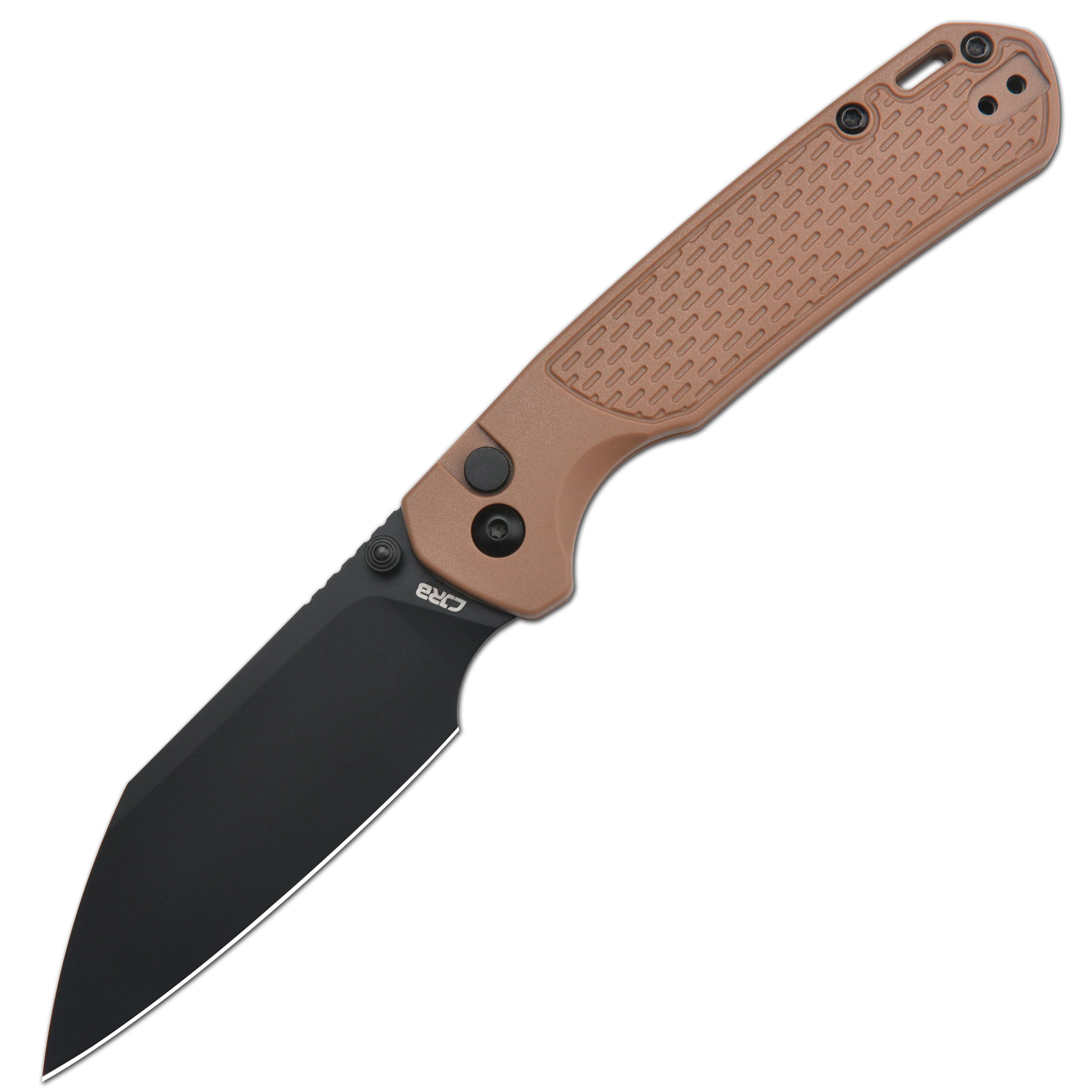 CJRB Pyrite-Light J1945 AR-SFII Steel FRN Handle Folding Knives - Brown FRN Handle/Black PVD Blade (J1945-BBN)
