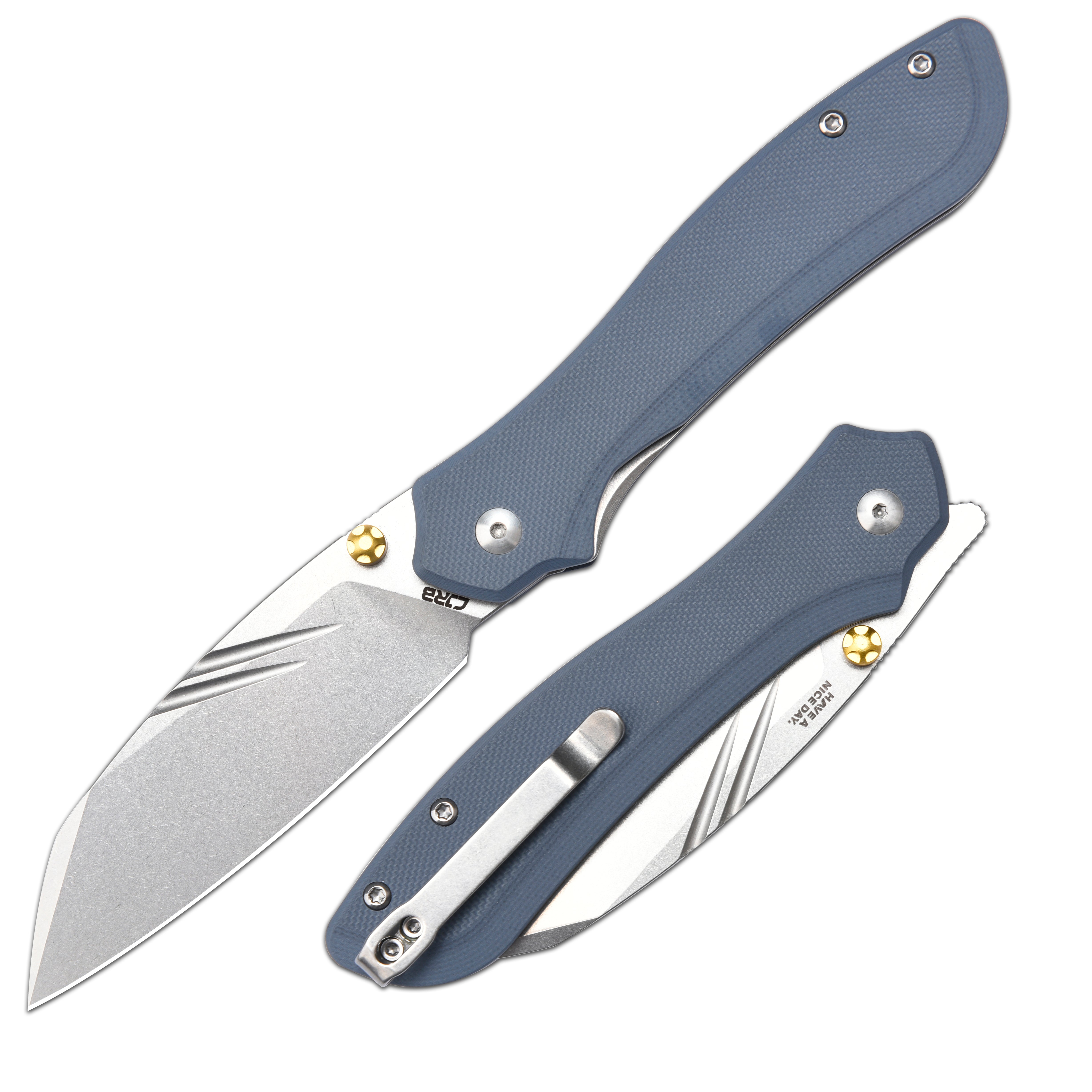 CJRB Fugly J1957 AR-RPM9 Steel Blade G10 Handle Folding Knives - Sand Polish/Gray G10 (J1957-GY)