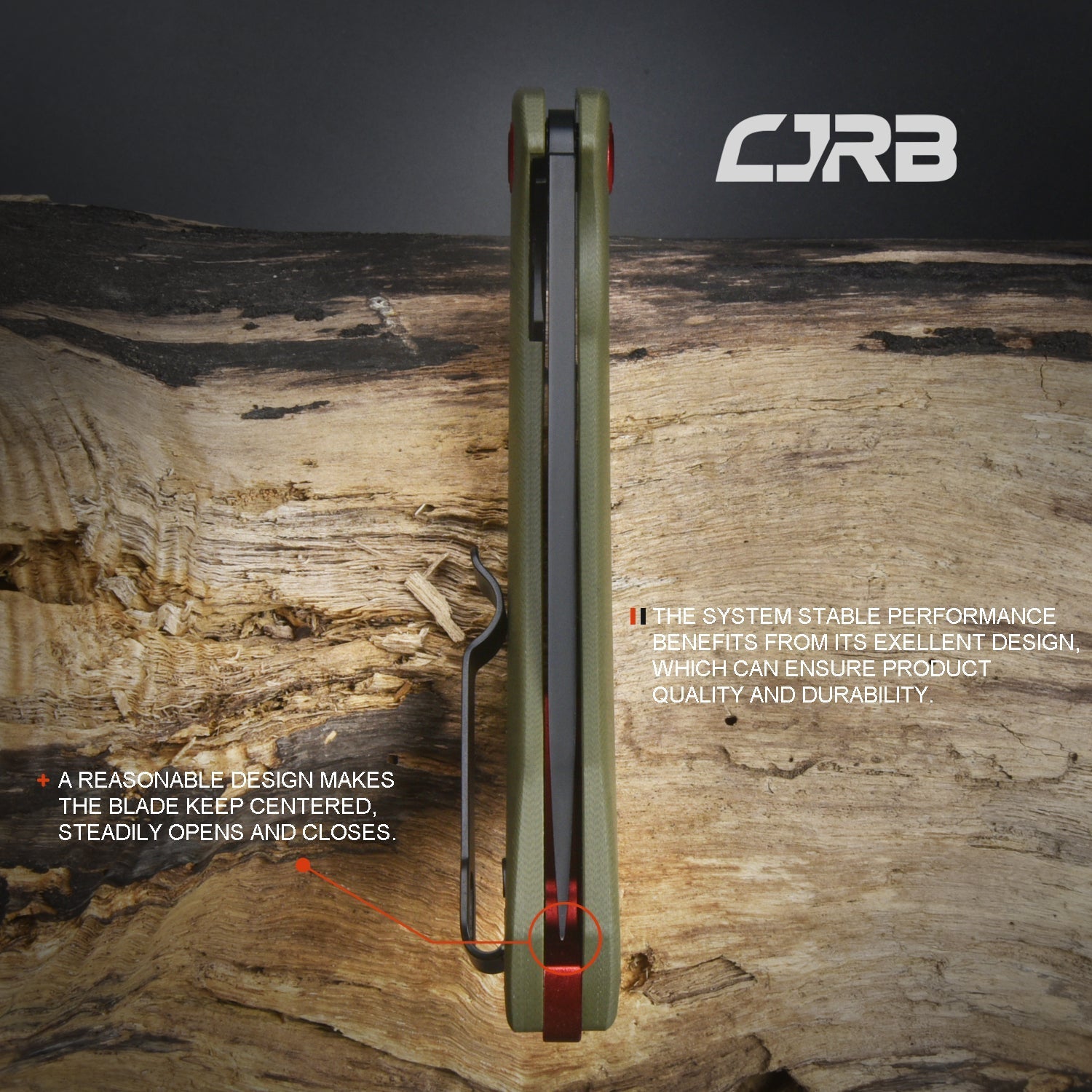 CJRB Gobi J1906 AR-RPM9 Steel Black Pvd Blade G10 Handle Folding Knives - Green (J1906-BGNC)