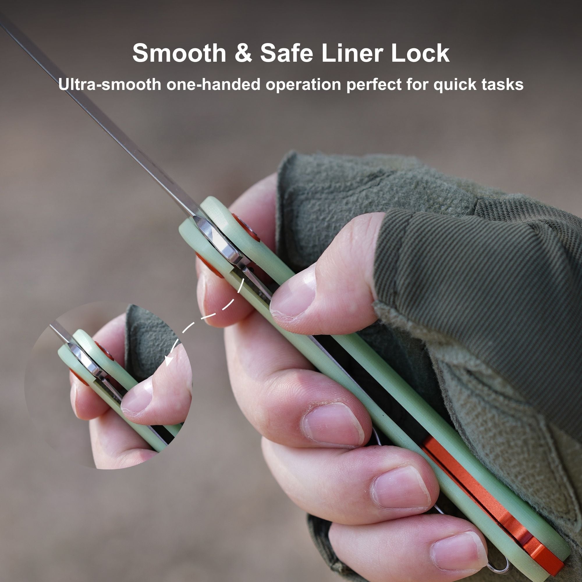 CJRB Gobi Flipper & Liner Lock G10(Glow In the Dark) Handle (3.5'' Stone Wash AR-RPM9 Blade) J1906-GD