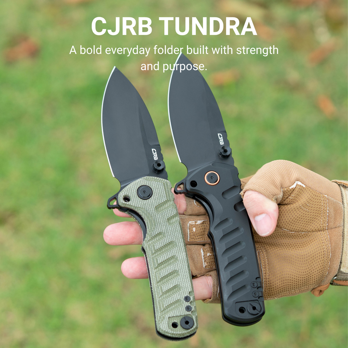 CJRB Tundra Flipper & Thumb Stud & Liner Lock Folding Knife Black 7075-T6 Aluminum Handle (3.78'' D2 Steel Black PVD Coating Blade) J1966-BAL (Exclusive)