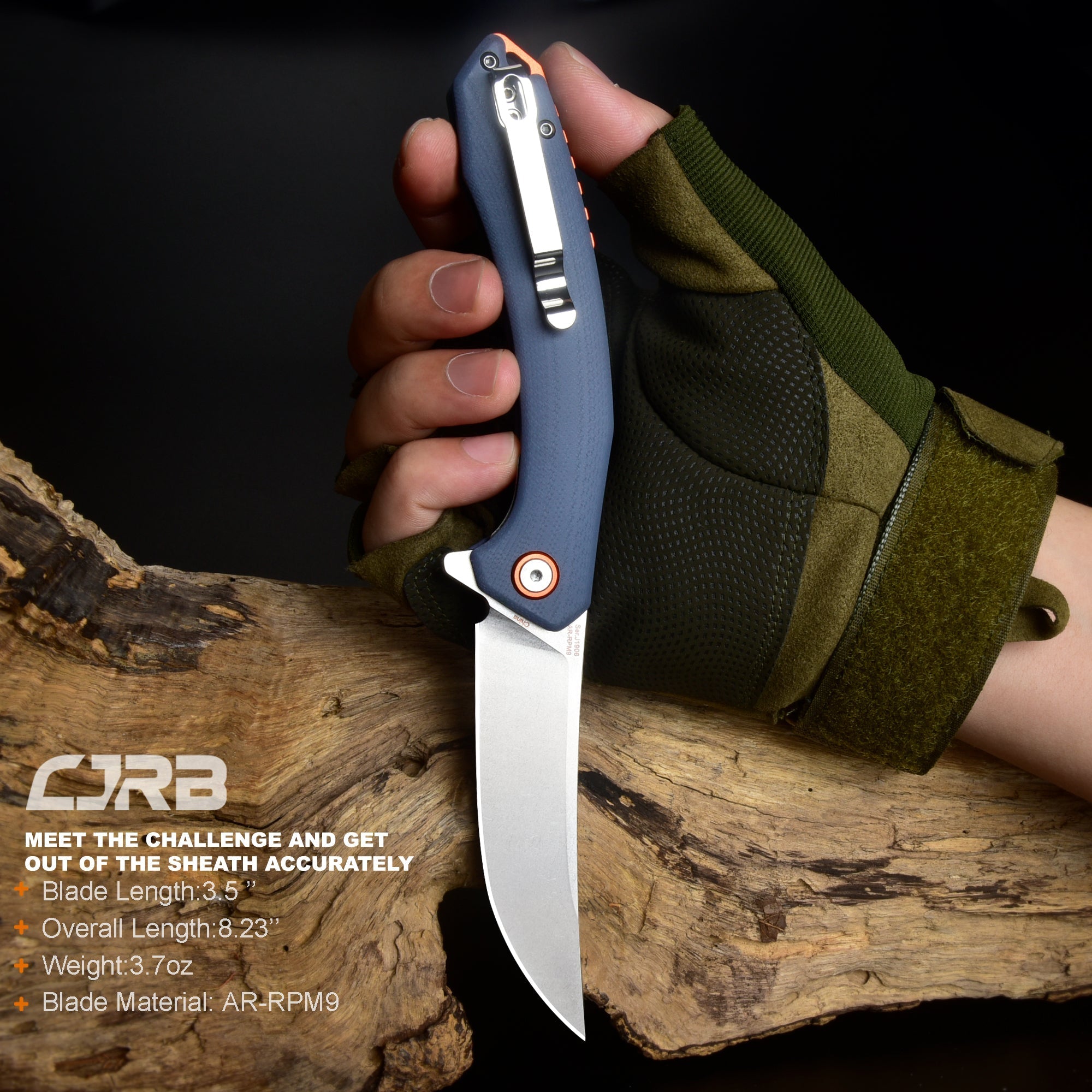 Cjrb Gobi J1906 AR-RPM9 Blade G10(Contoured & Cnc Pattern Texture) Handle Folding Knives - Gray (J1906-GYC)