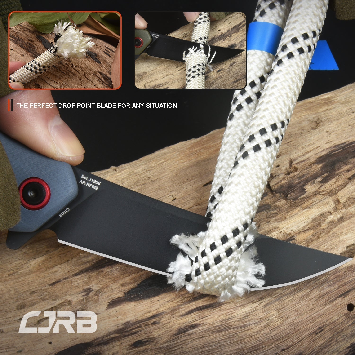 CJRB Gobi J1906 AR-RPM9 Steel Black Pvd Blade G10 Handle Folding Knives - Gray (J1906-BGYC)