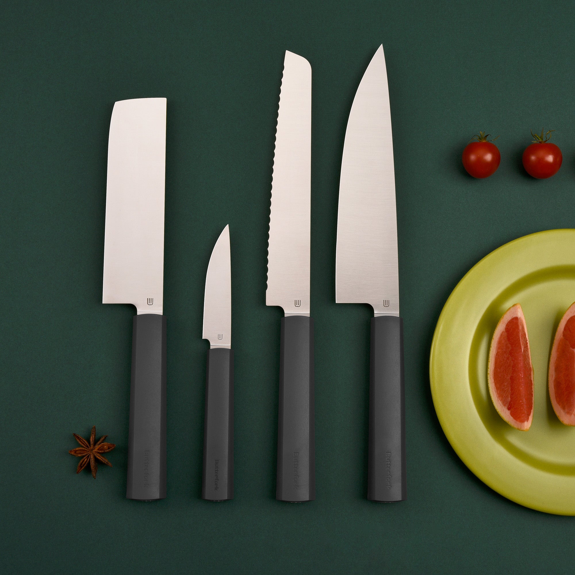 Butterfork Purest 8” Chef's Knife, AR-RPM9 Stainless Steel, Replaceable ABS Handle, Dark Grey