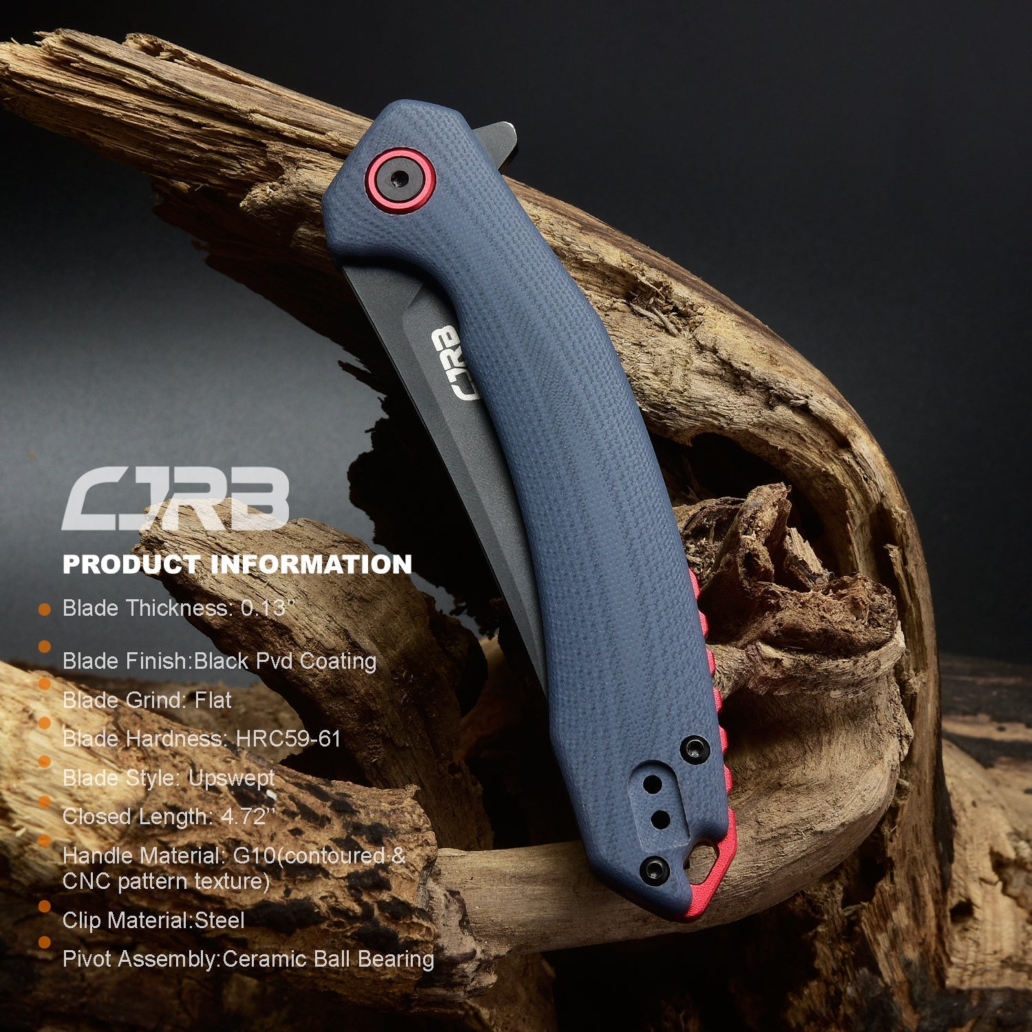 CJRB Gobi J1906 AR-RPM9 Steel Black Pvd Blade G10 Handle Folding Knives - Gray (J1906-BGYC)