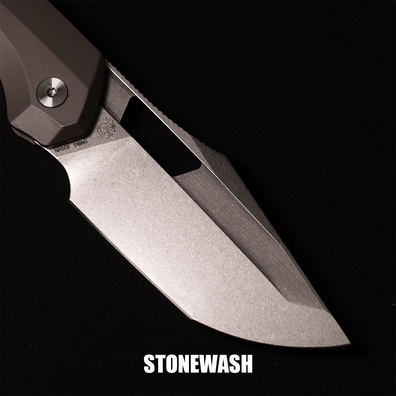 Artisan Cutlery Mousebird Thumb Hole Top Liner lock Lock EDC Knife Titanium Handle Gold Titanium Clip(3'' CPM S35VN Stone Wash Blade ) 1889G-DG