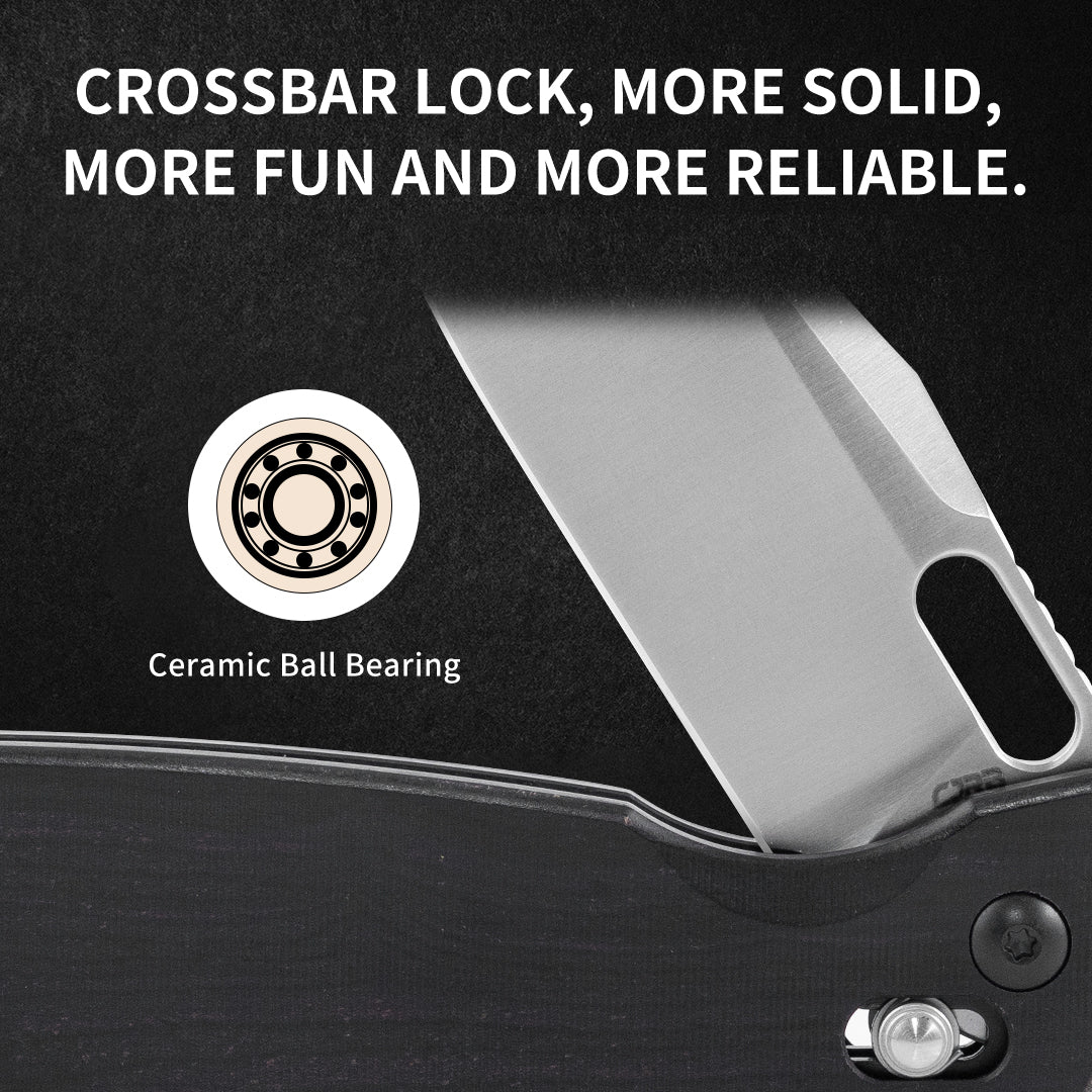 CJRB Prado J1936 AR-RPM9 Steel Blade Wood Handle Crossbar Lock Folding Knives - Ebony (J1936-EB)